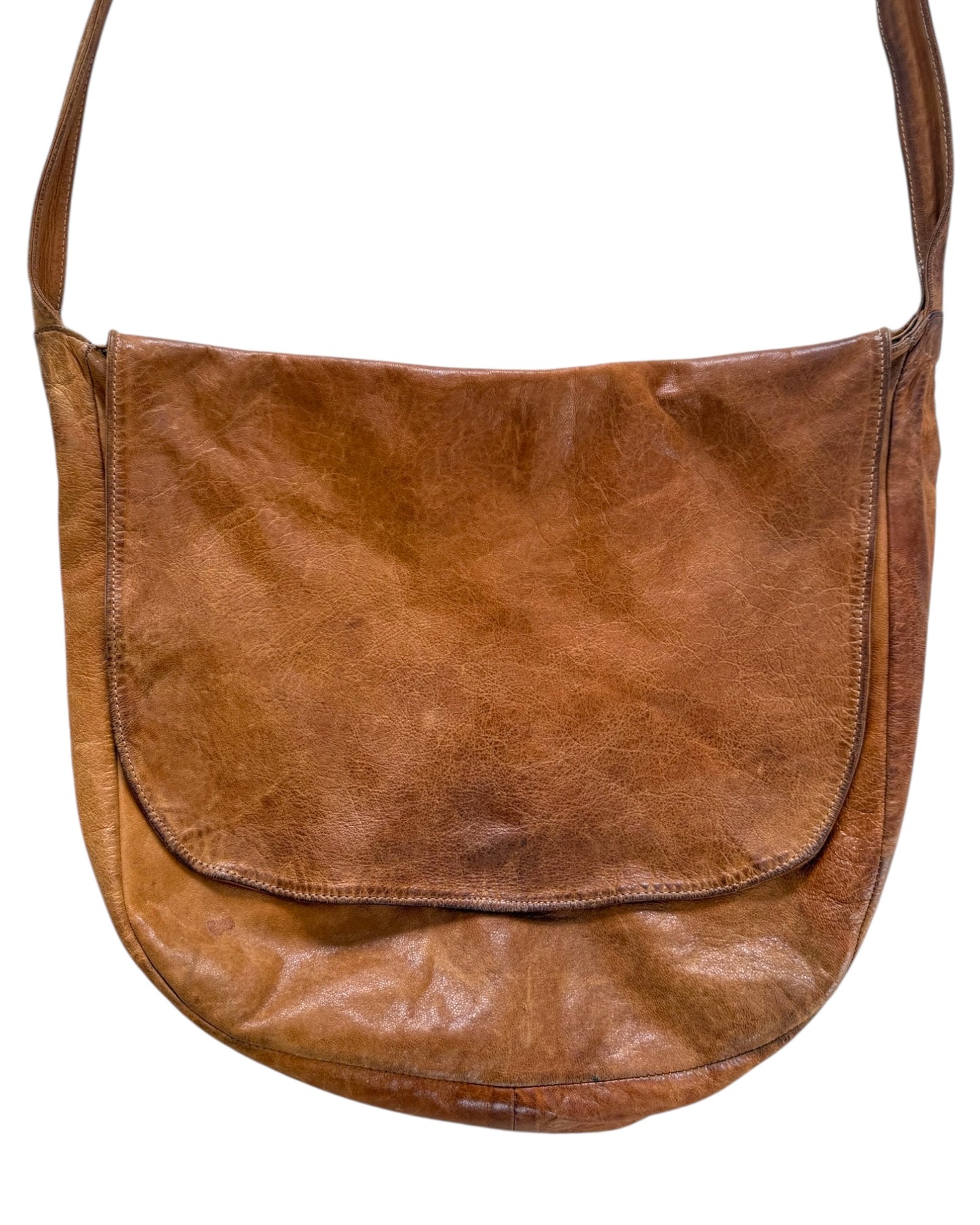 Vintage Parisian Tan Lambskin Satchel Bag