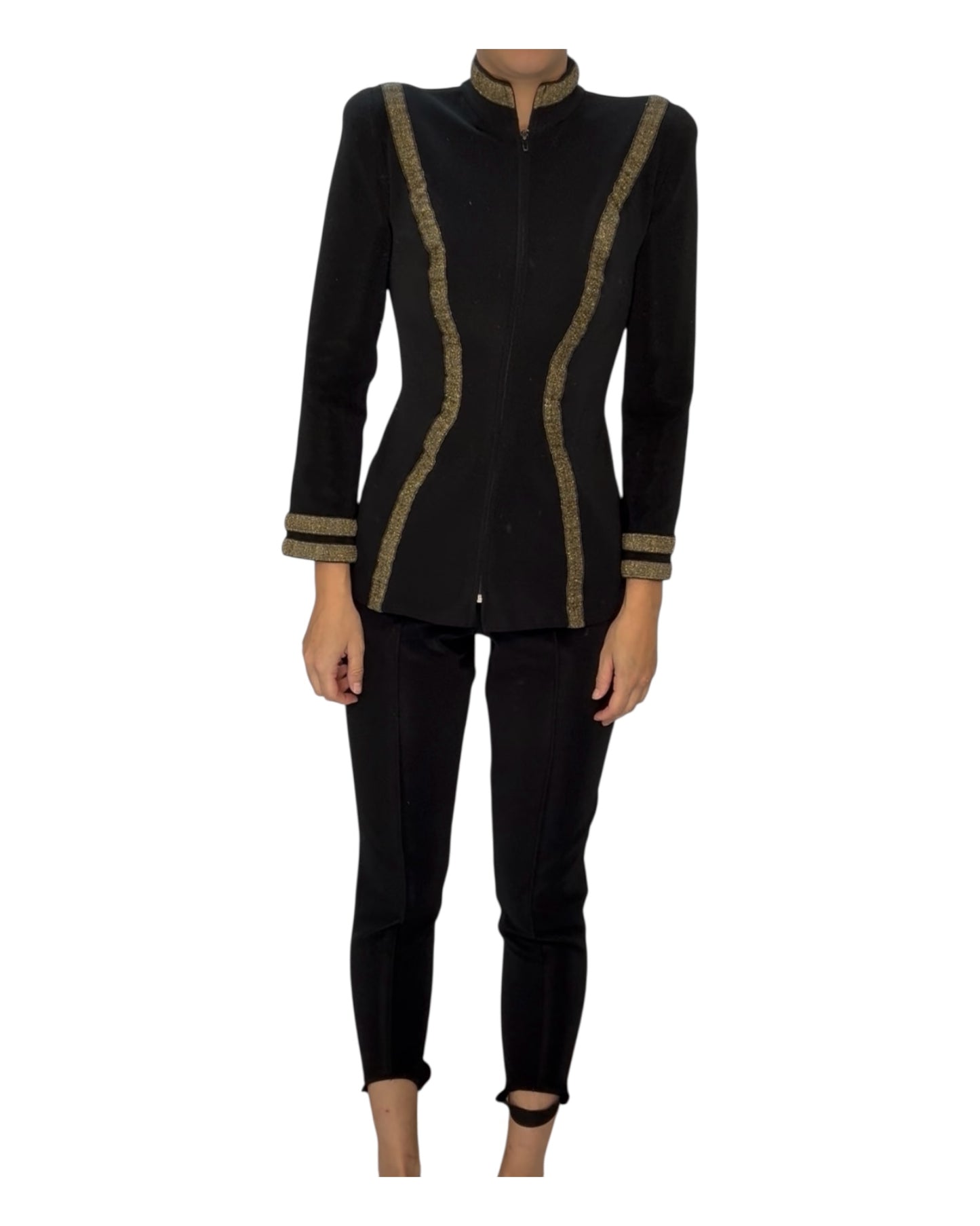 Vintage Black and Gold Stretchy Pant Suit