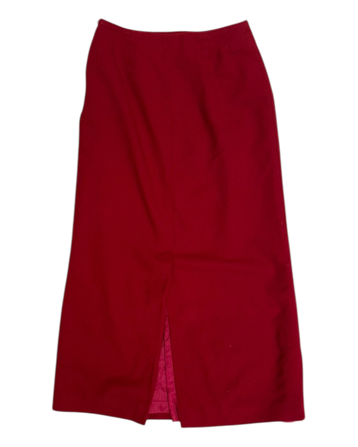 Vintage Red Wool Midi Skirt