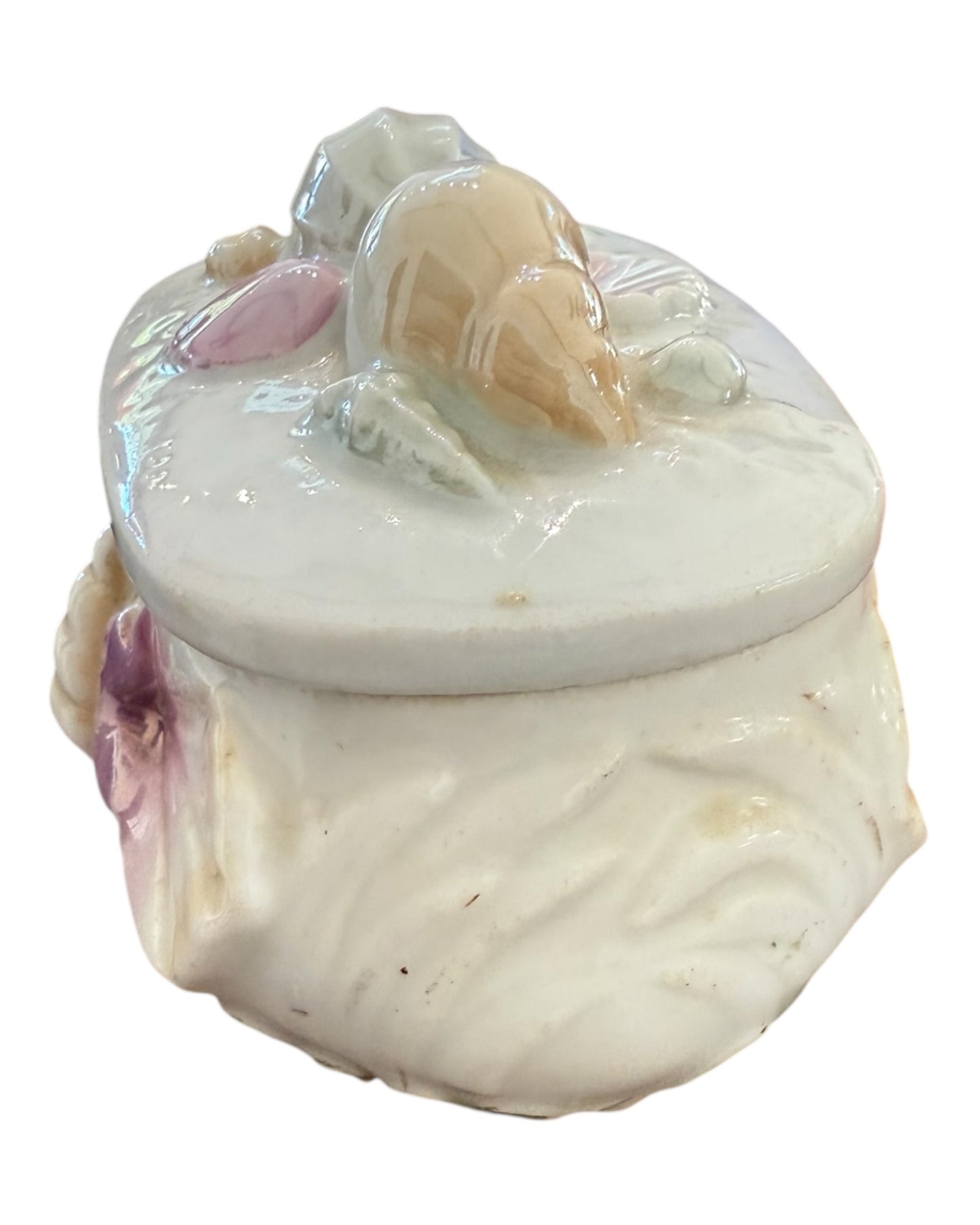 Vintage Porcelain Shell Small Trinket Box