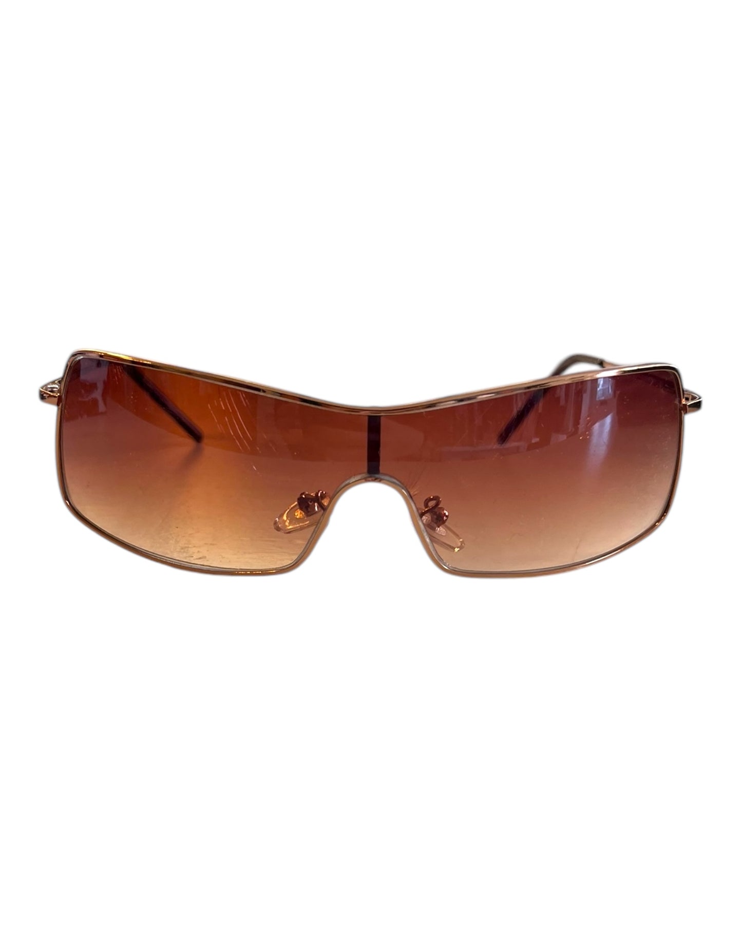 Vintage Bronze Ombre Metal Shield Sunglasses