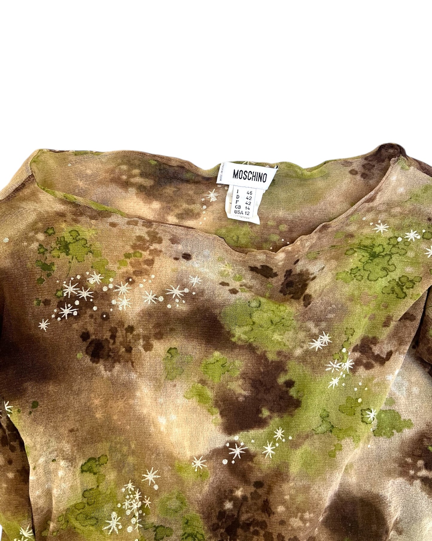 Vintage Moschino Sheer Camouflage Crop Top