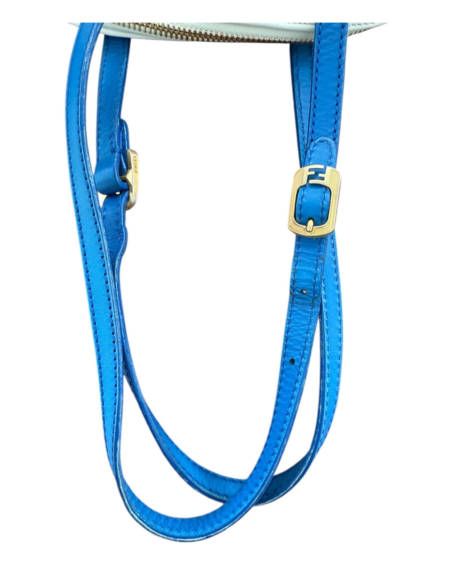 Pre-Loved 2012 White and Blue Fendi 2Bag
