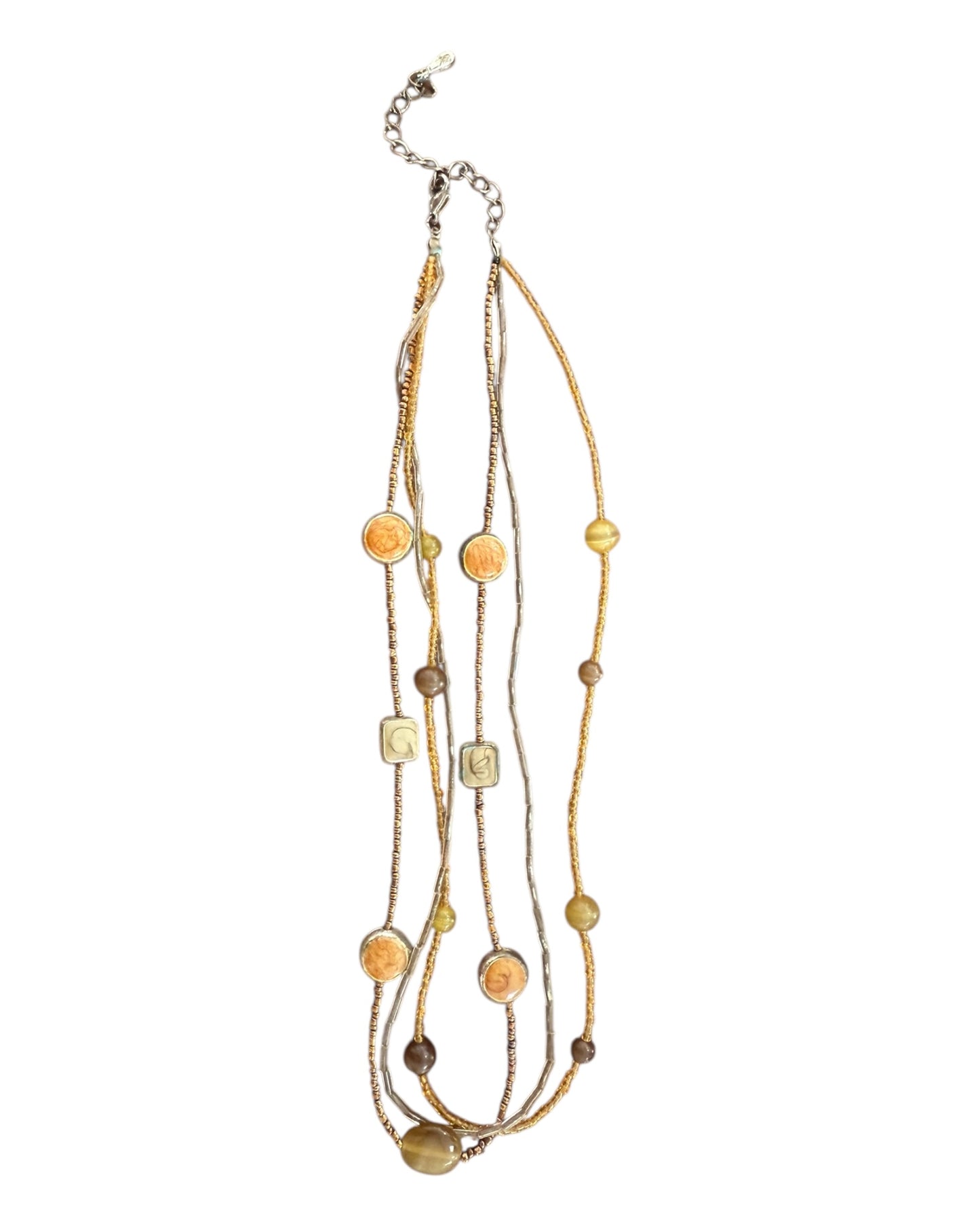 Vintage Brown Tri-Layer Beaded Necklace
