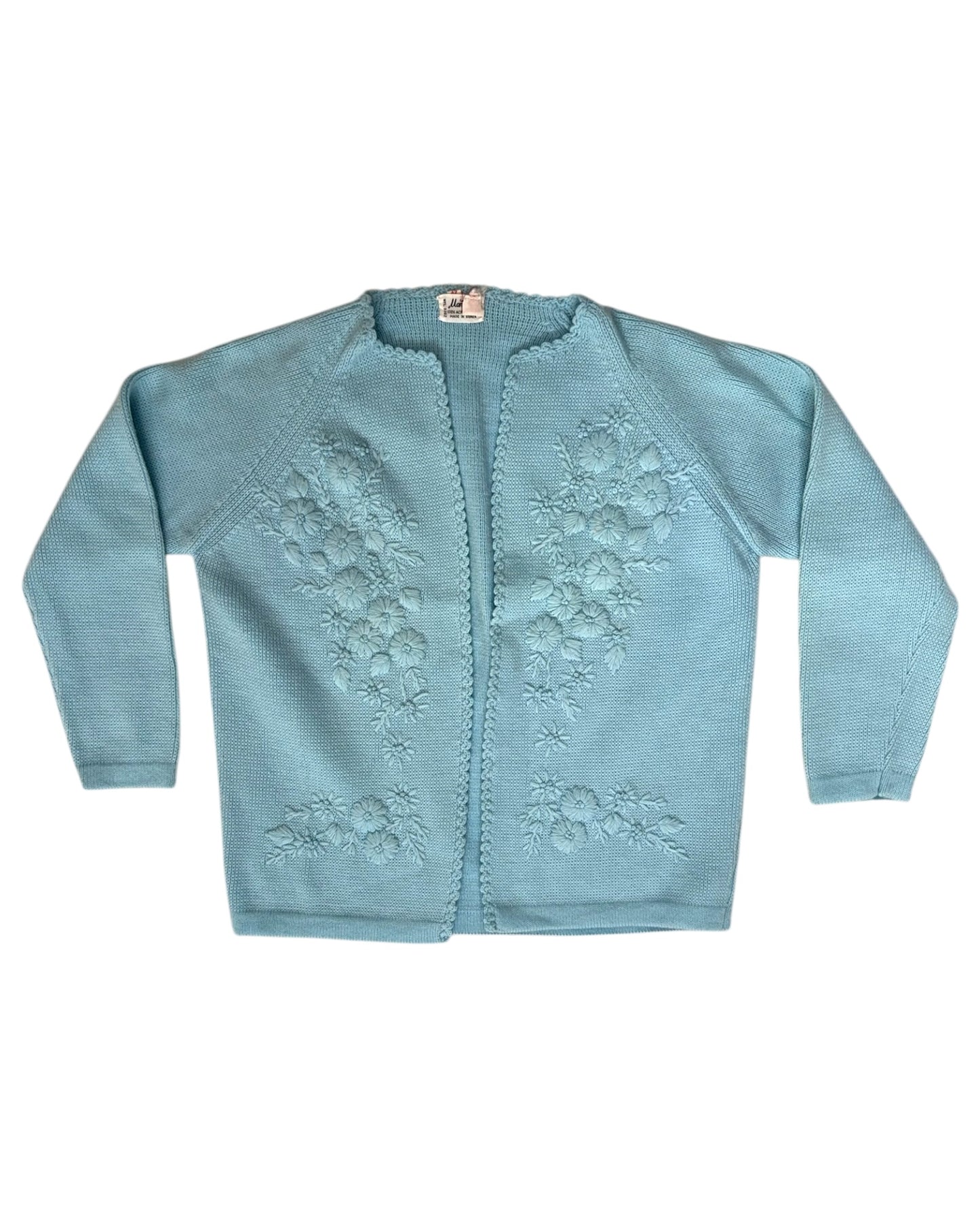 Vintage Blue and Pink Embroidered Cardigan Sweaters
