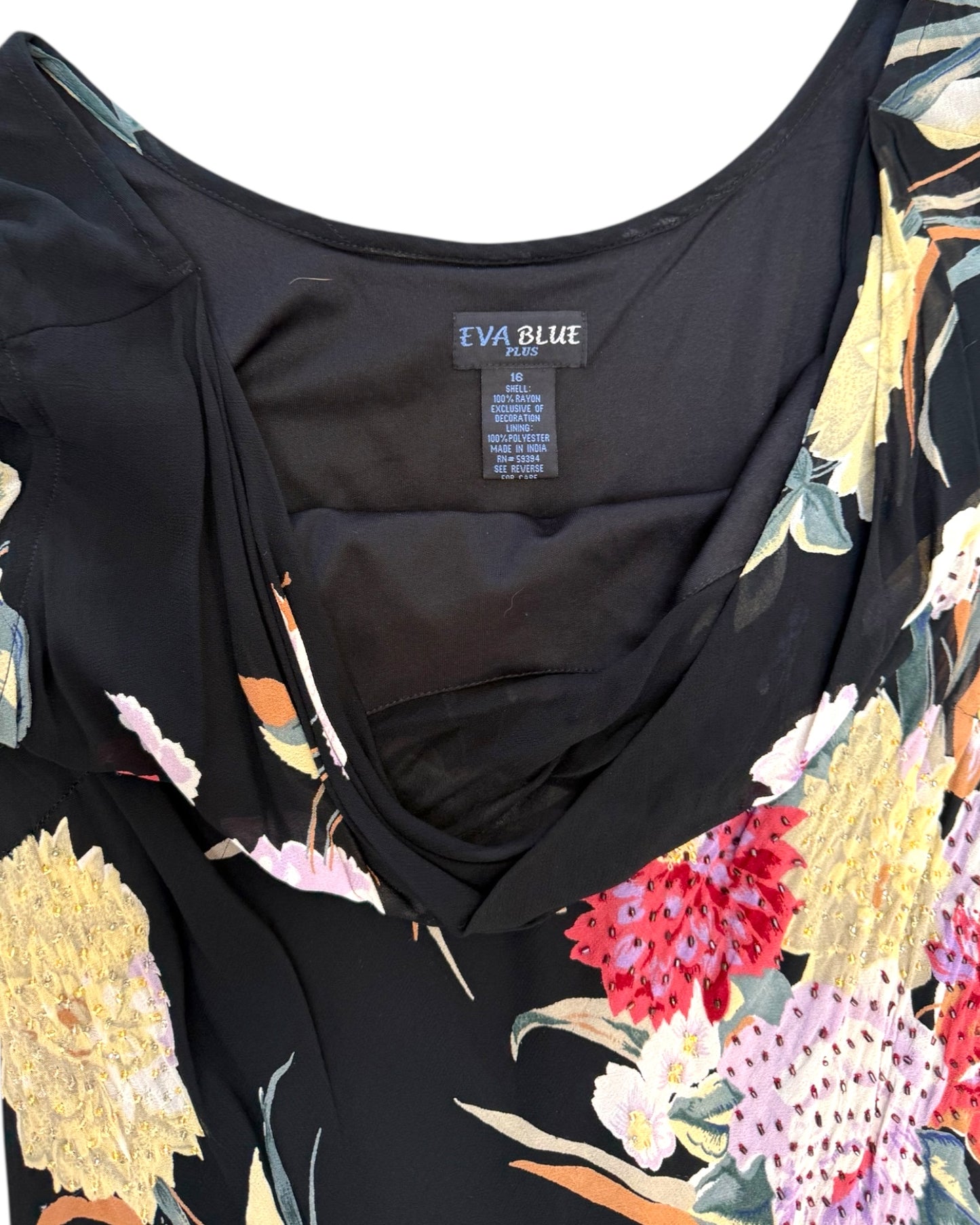 Vintage Black Floral Beaded Maxi Dress