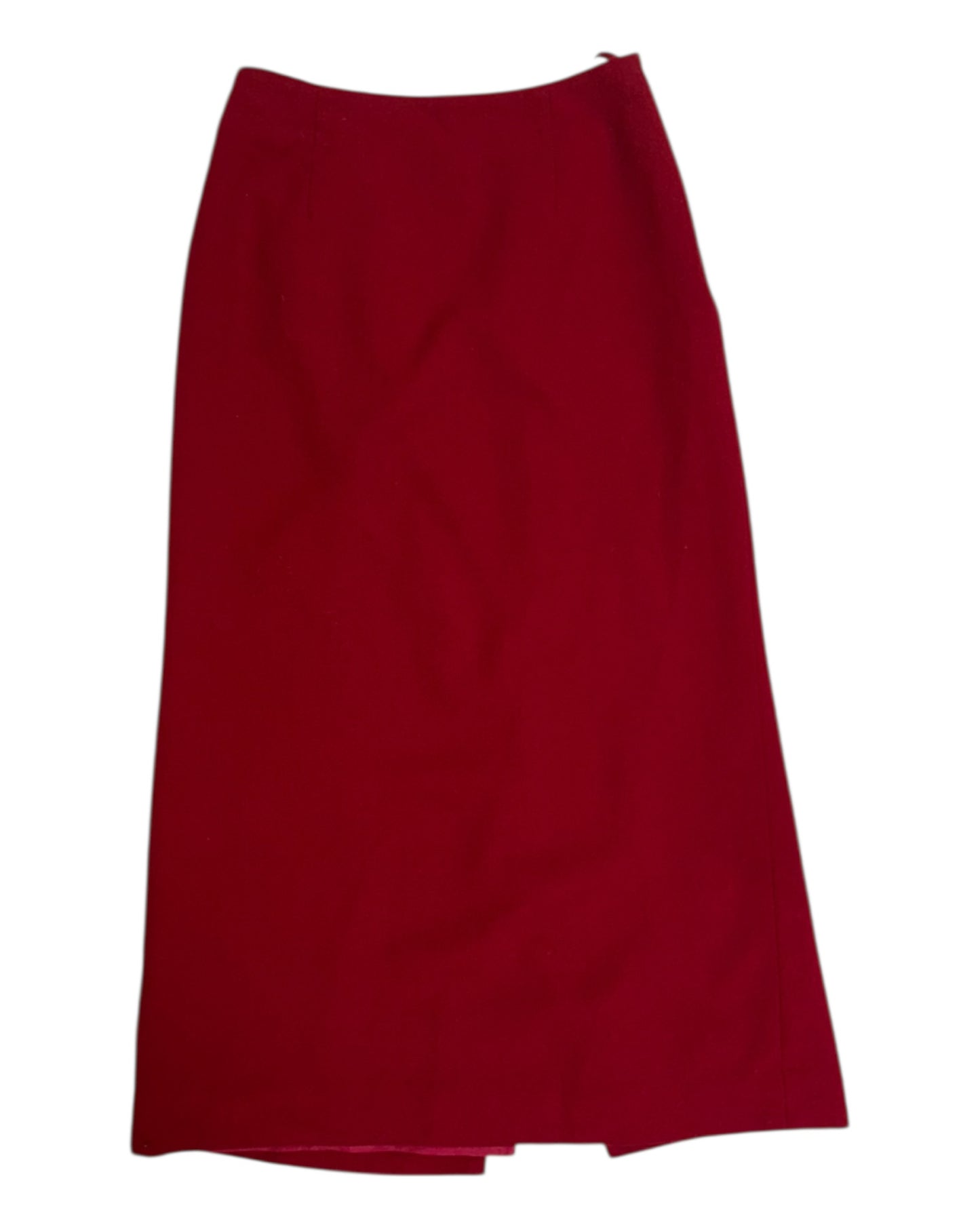 Vintage Red Wool Midi Skirt