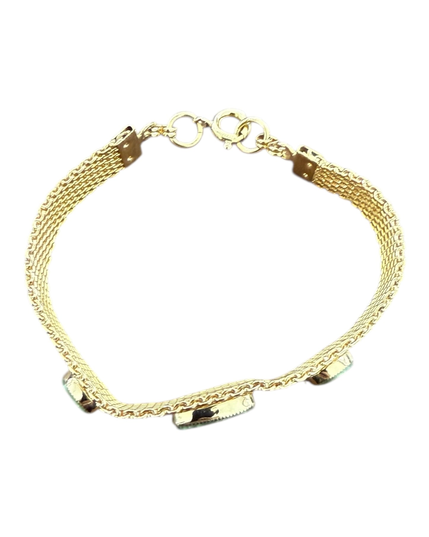Vintage Gold Bracelet with Green Stones