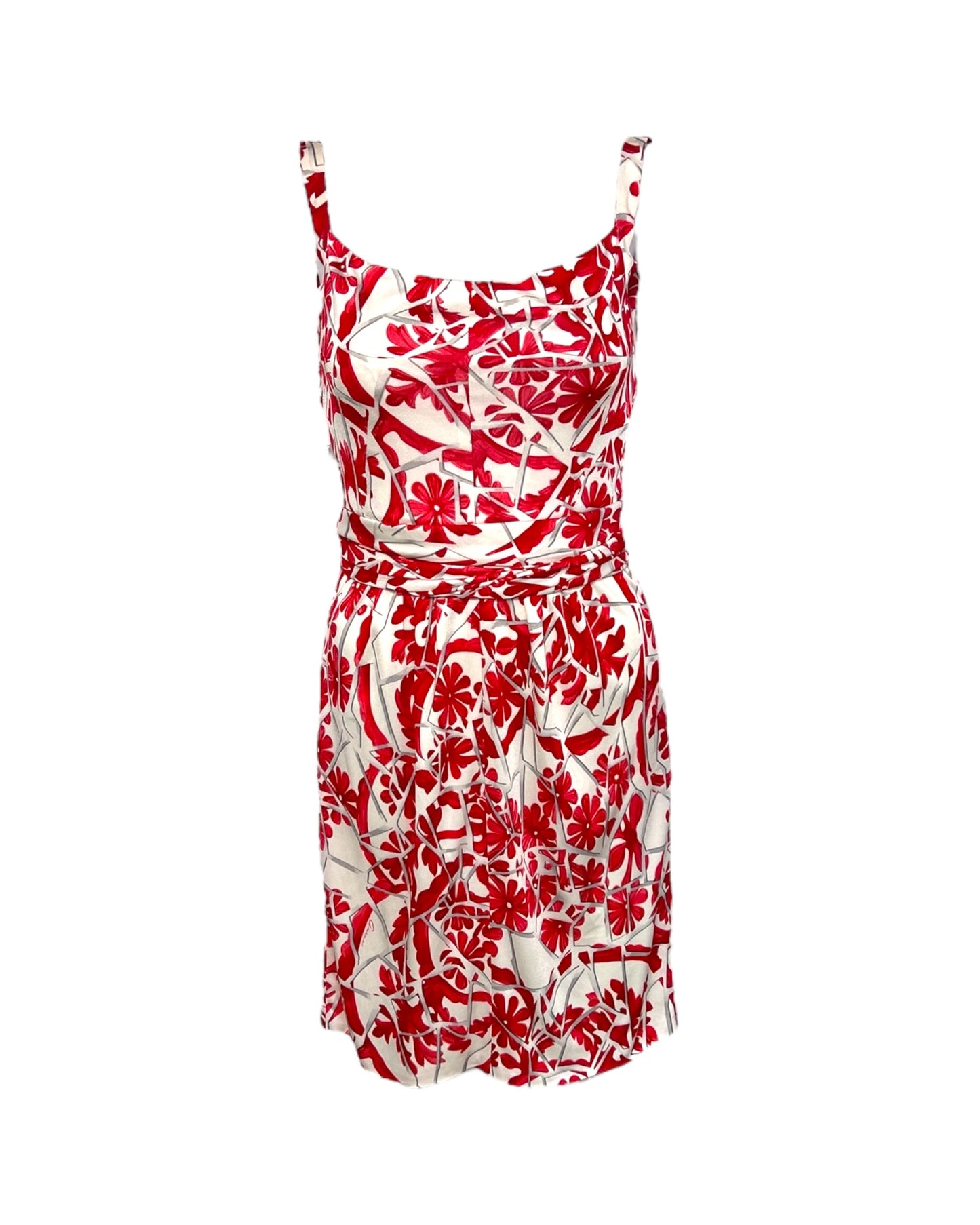 Vintage 2009 Gucci Red and White Floral Belted Dress
