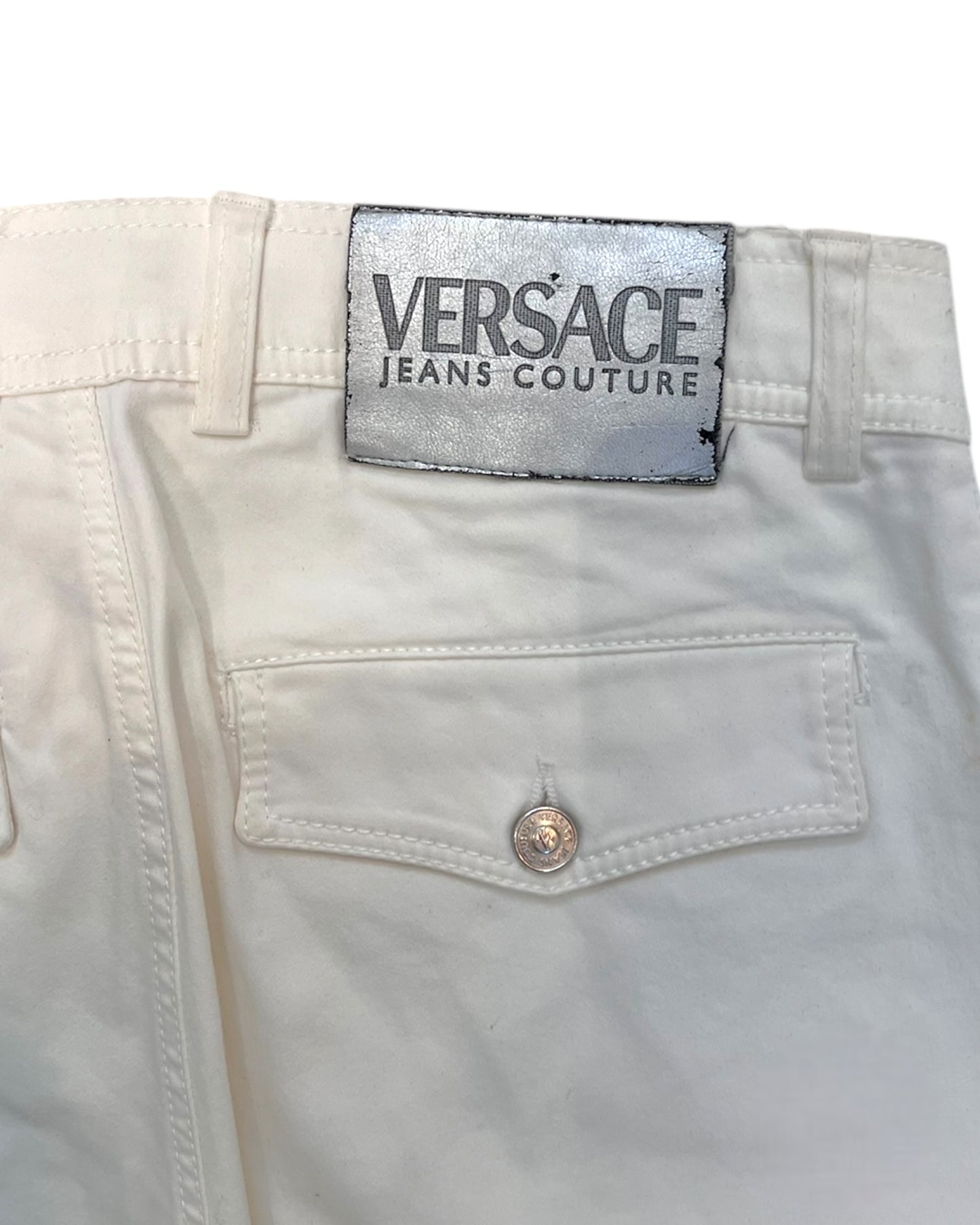 Vintage 2000 Versace Low-Rise White Jeans