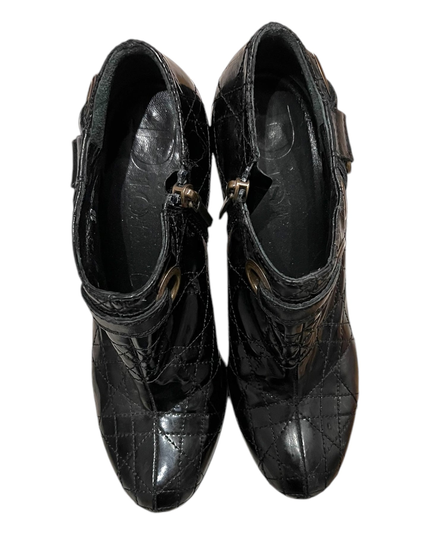 Vintage Dior Black Bootie Heels with Charm