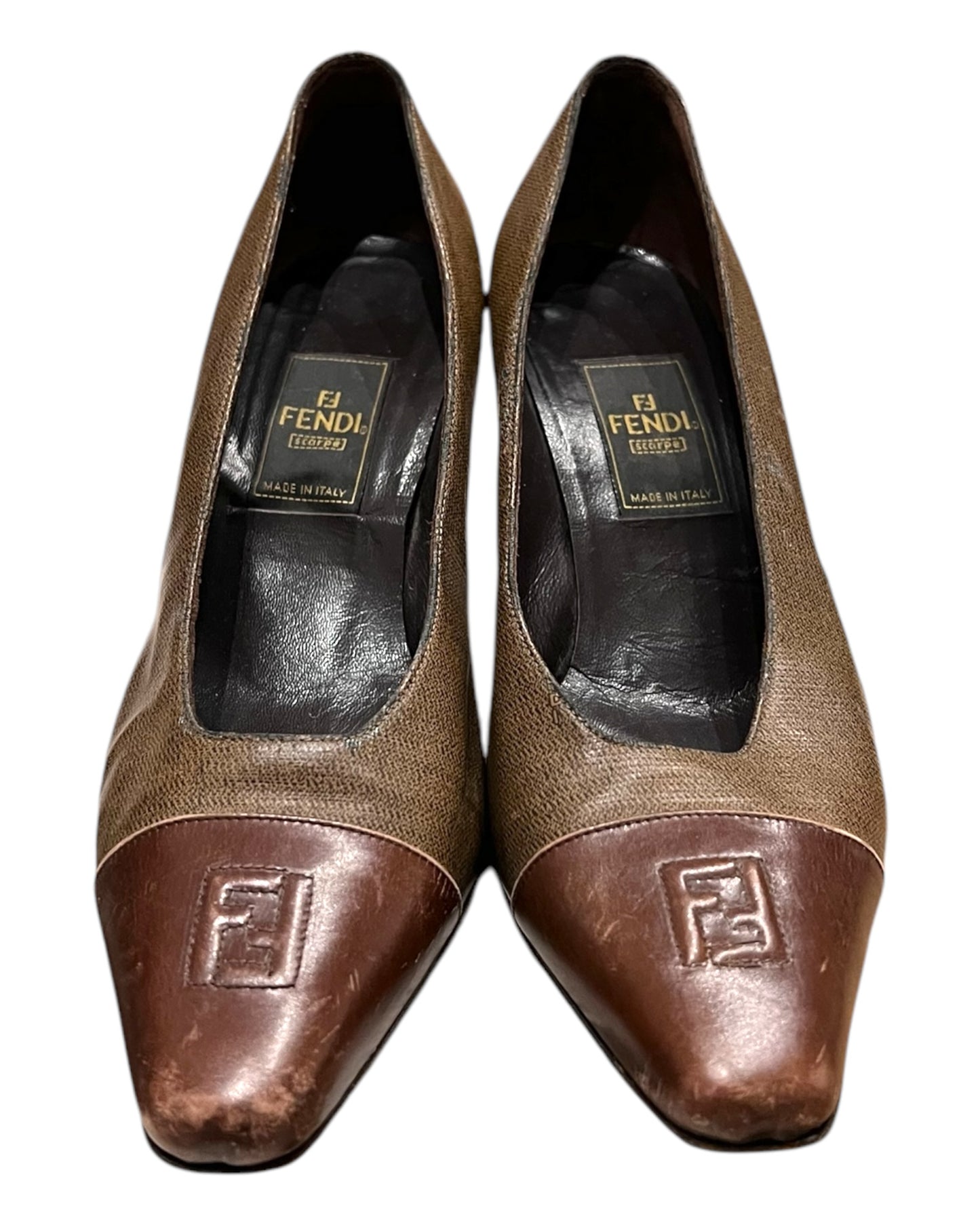 Vintage Fendi Brown Logo Pumps