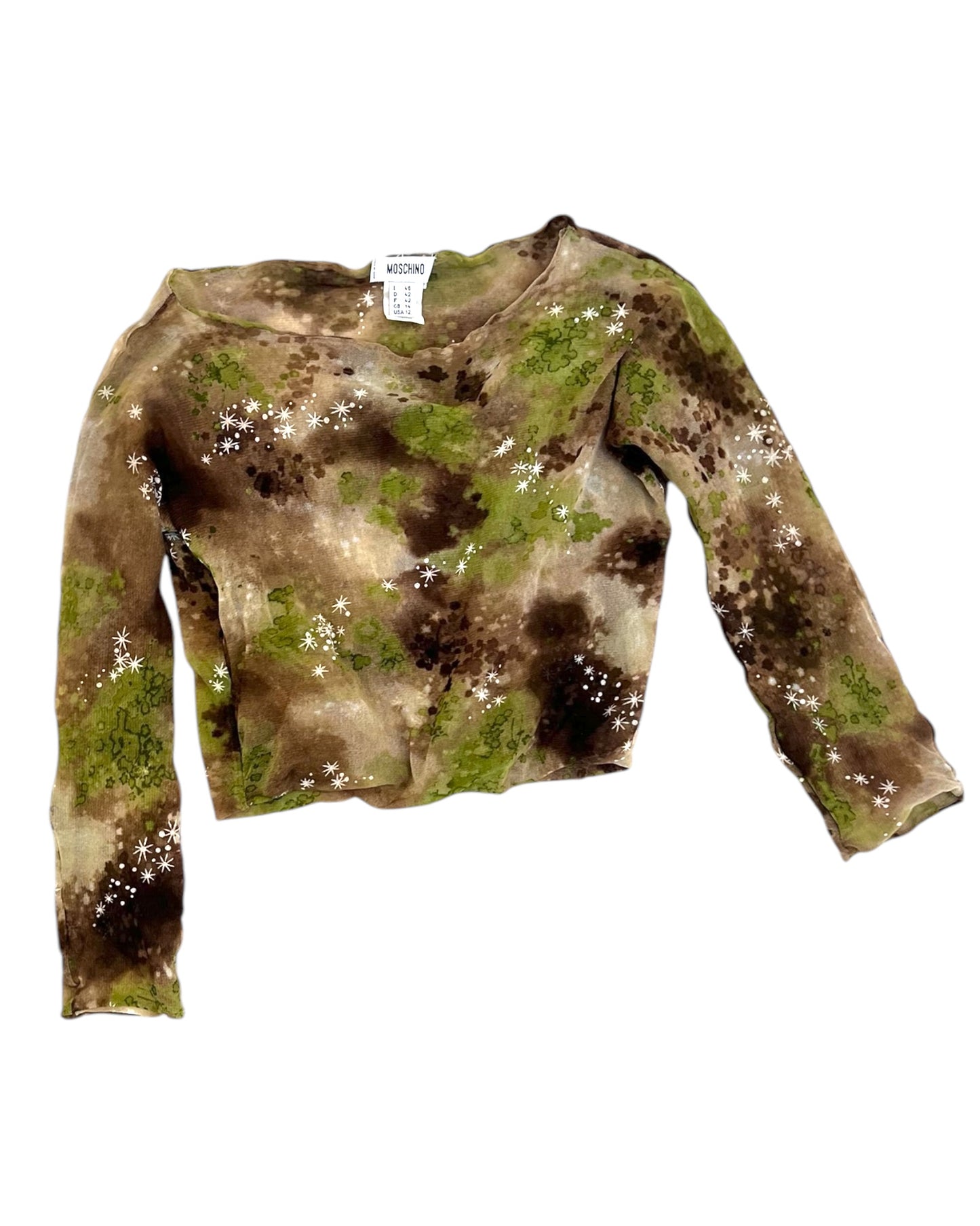 Vintage Moschino Sheer Camouflage Crop Top