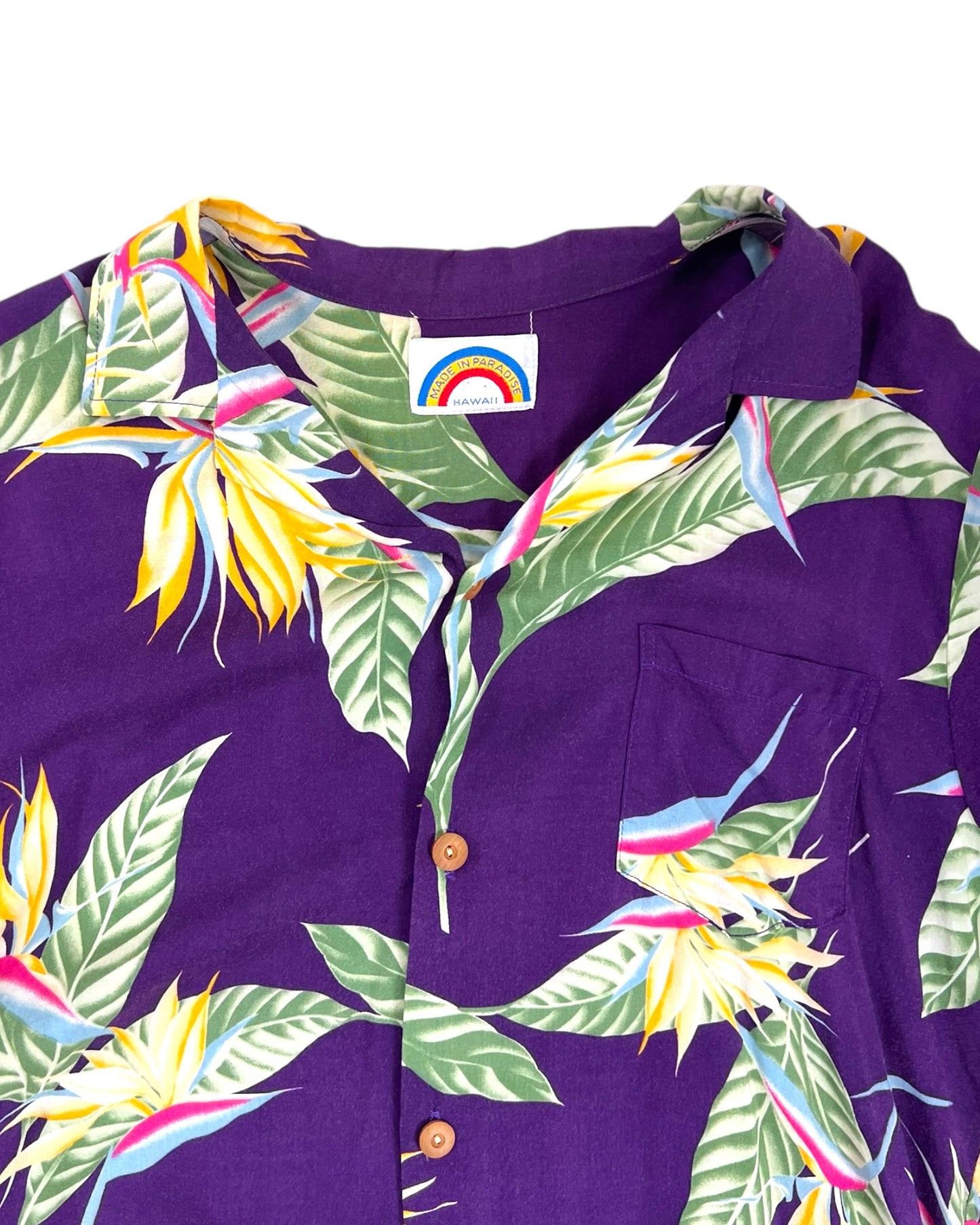 Vintage Purple Birds of Paradise Hawaiian Shirt