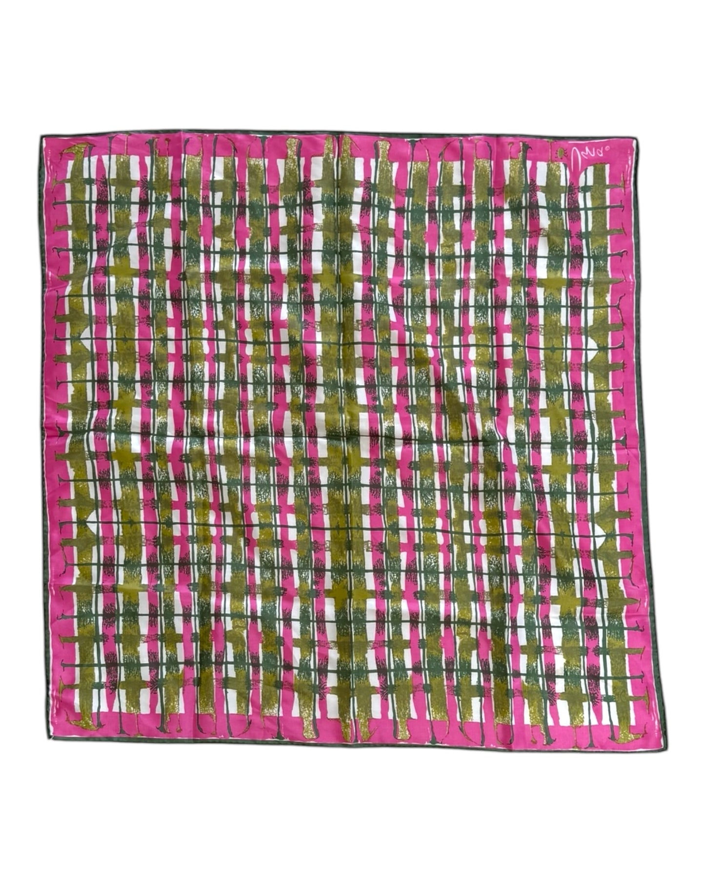 Vintage Vera Pink and Green Silk Scarf