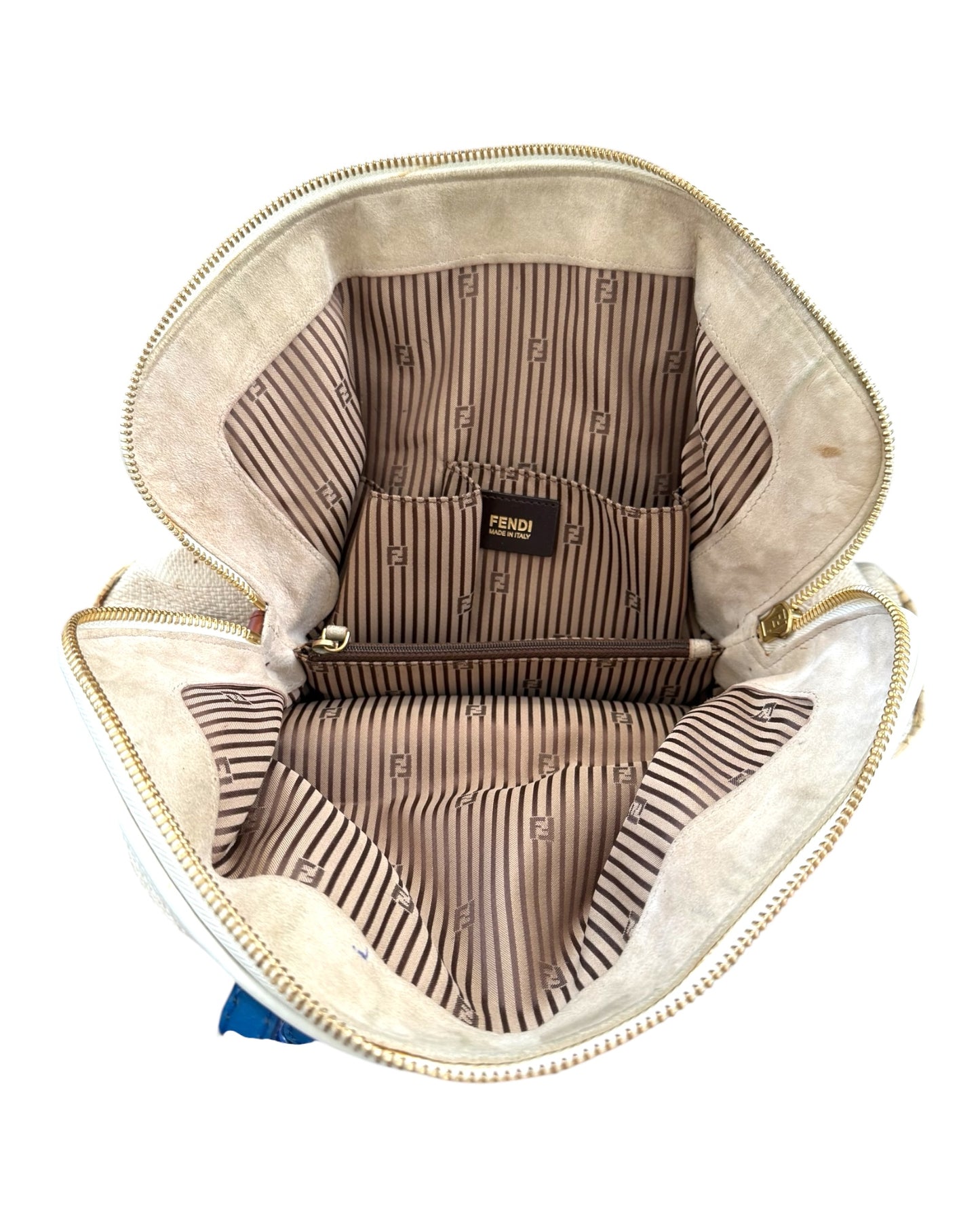 Pre-Loved 2012 White and Blue Fendi 2Bag