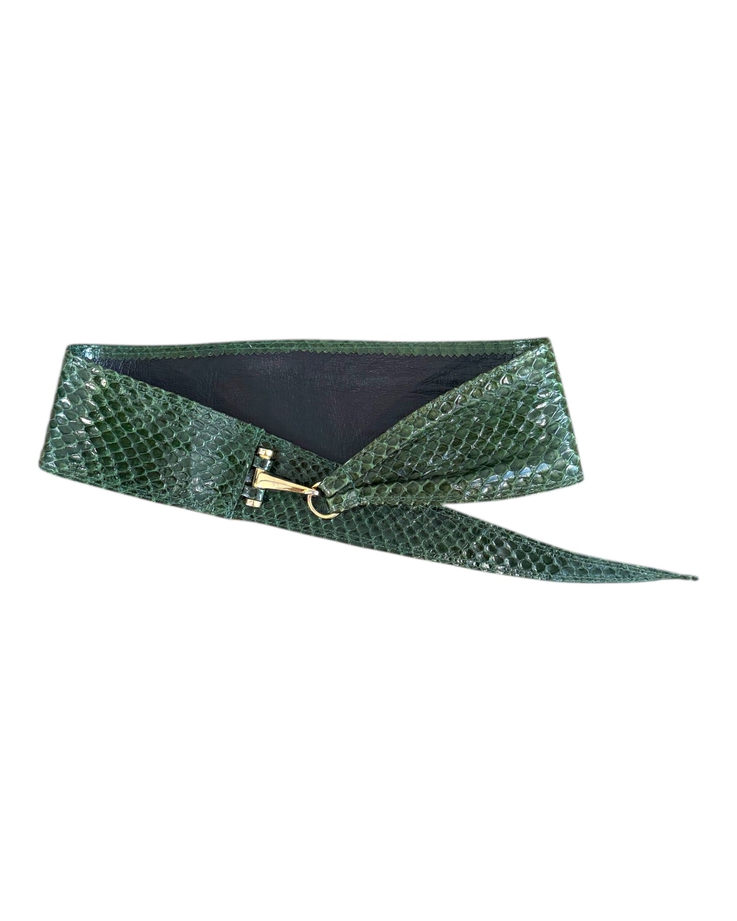 Vintage Green Snake Skin Waist Belt