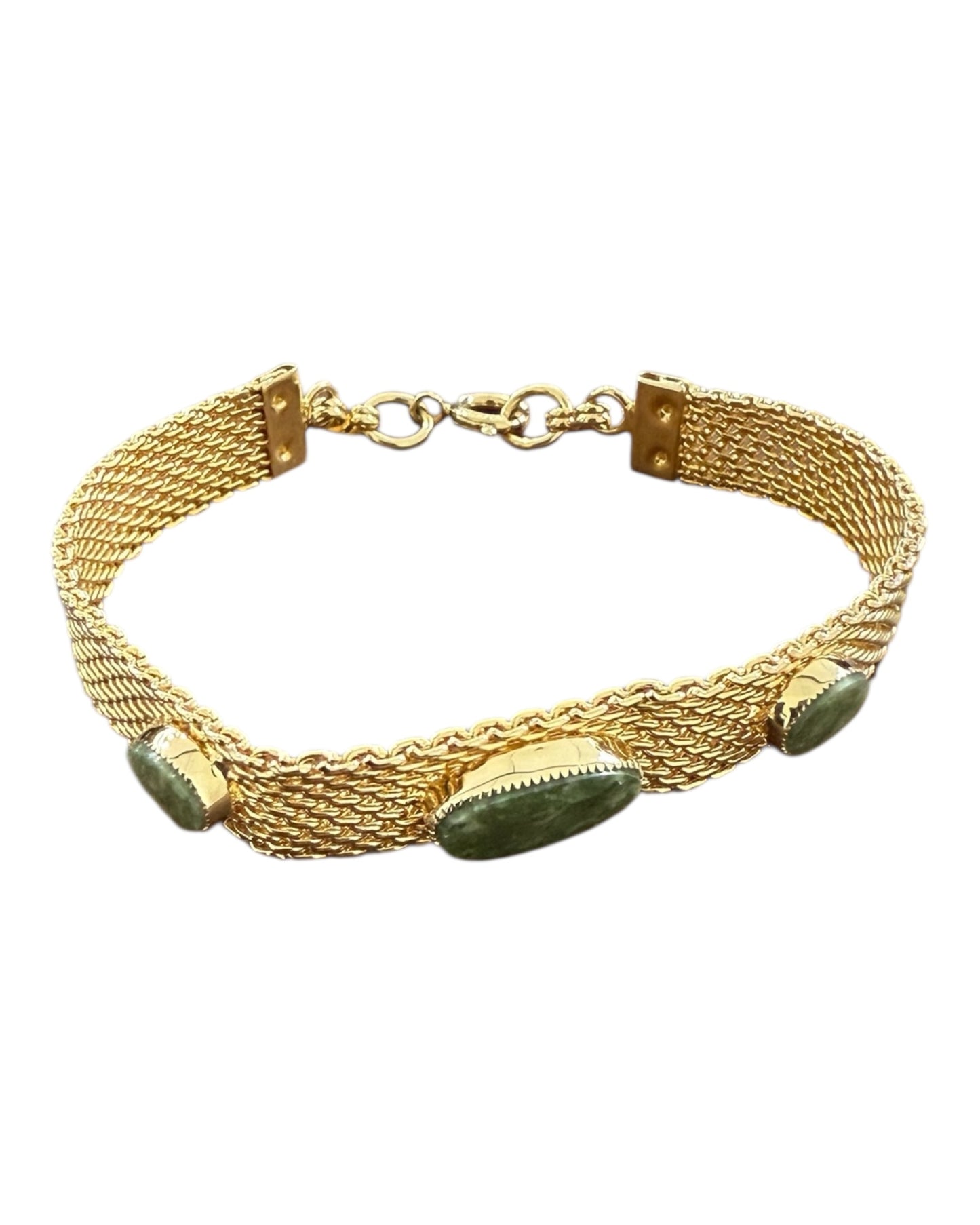 Vintage Gold Bracelet with Green Stones