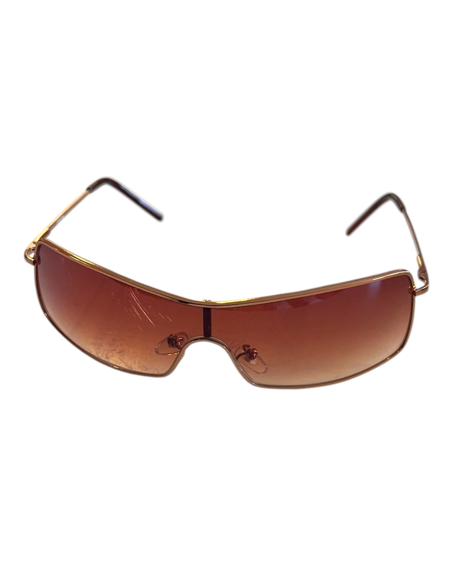 Vintage Bronze Ombre Metal Shield Sunglasses