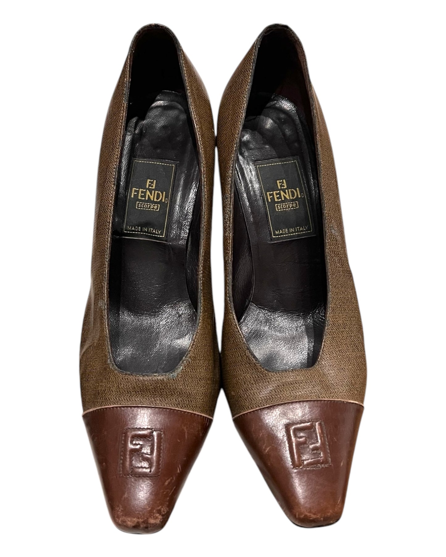 Vintage Fendi Brown Logo Pumps