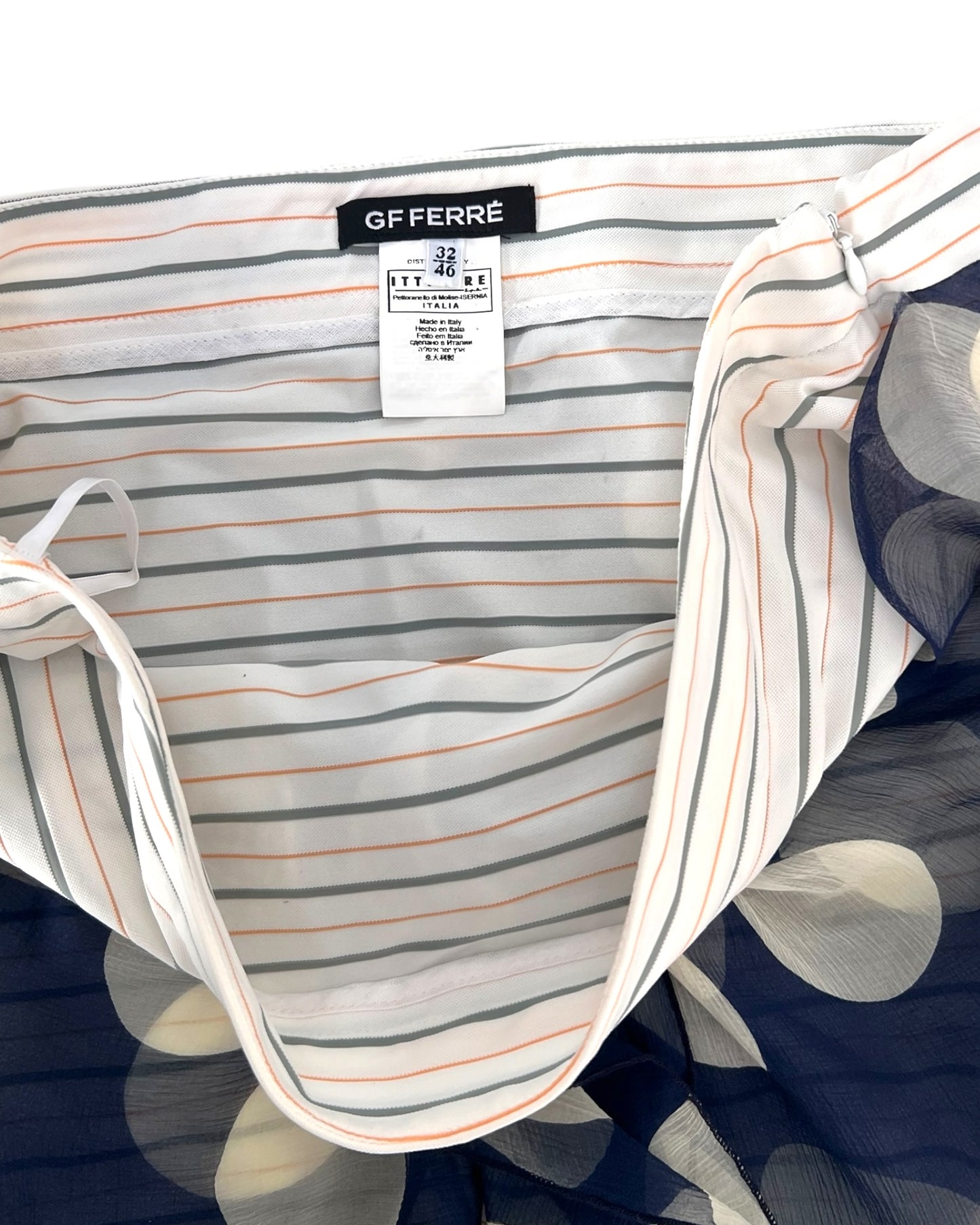Vintage 2006 Gianfranco Ferre Striped Skirt with Scarf Attachment