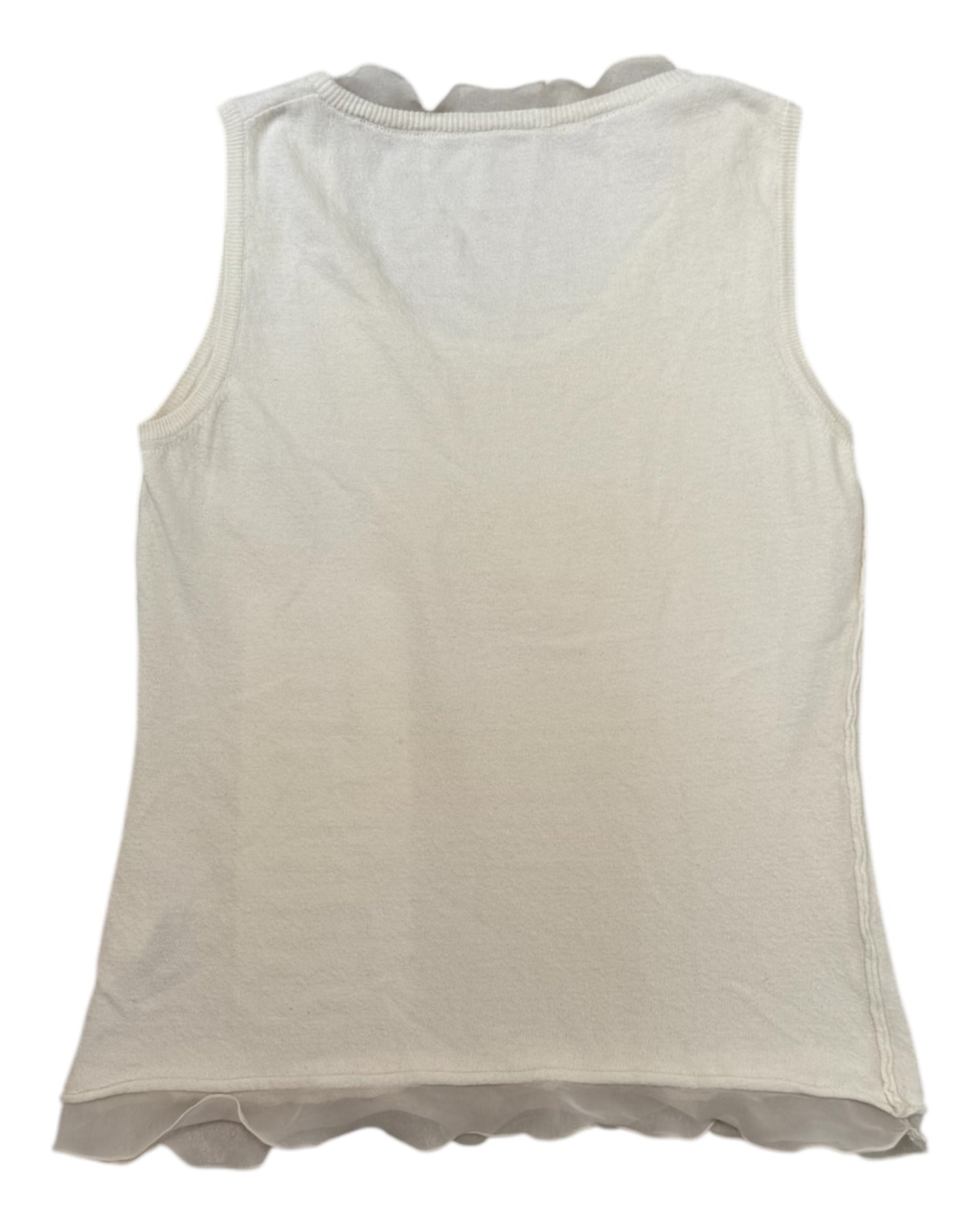 Vintage Galliano Ecru and White Logo Knit Tank Top