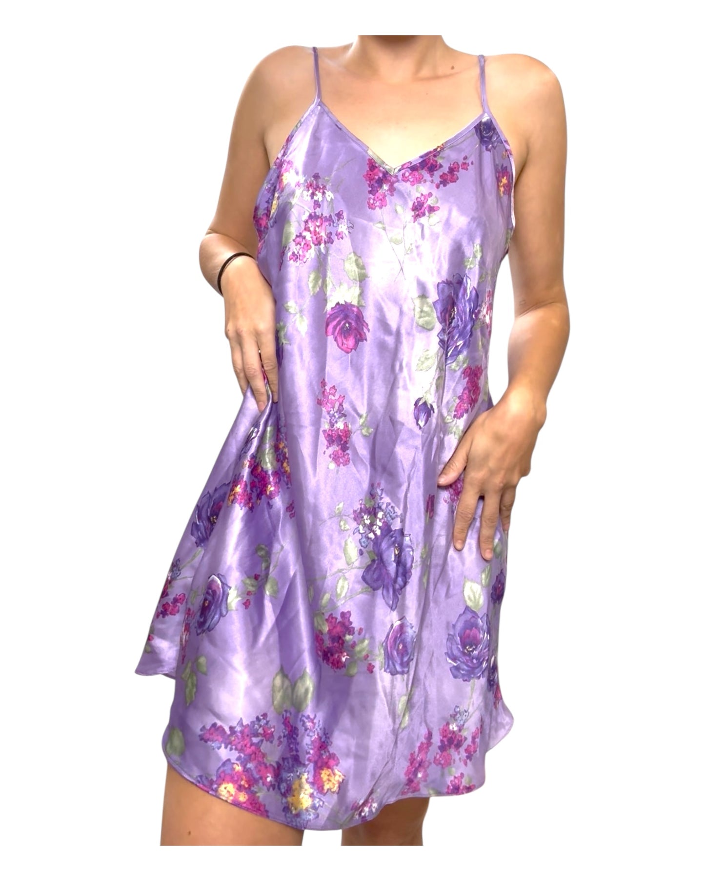 Vintage Purple Floral Slip Dress