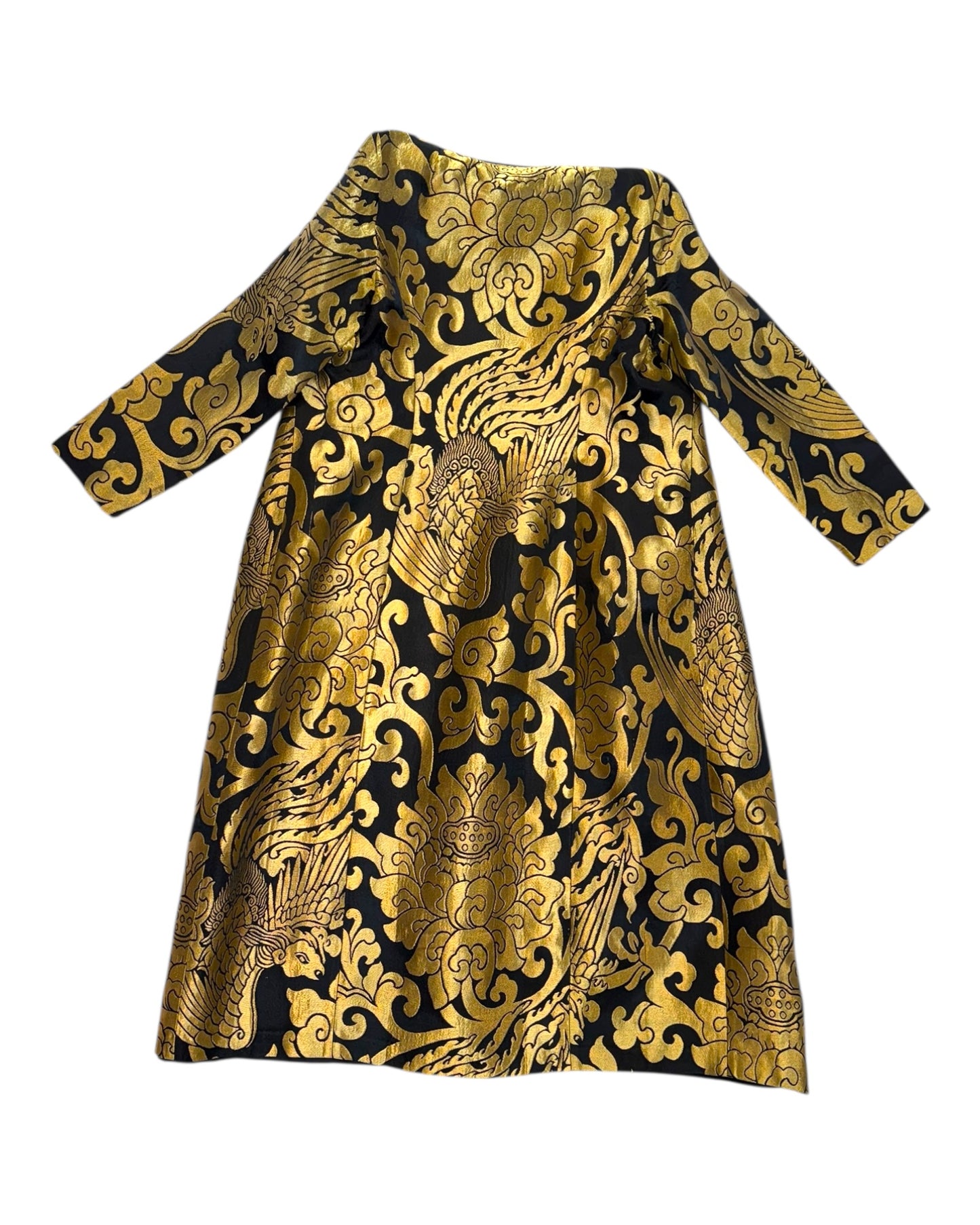 Vintage Black and Gold Embroidered Long Jacket