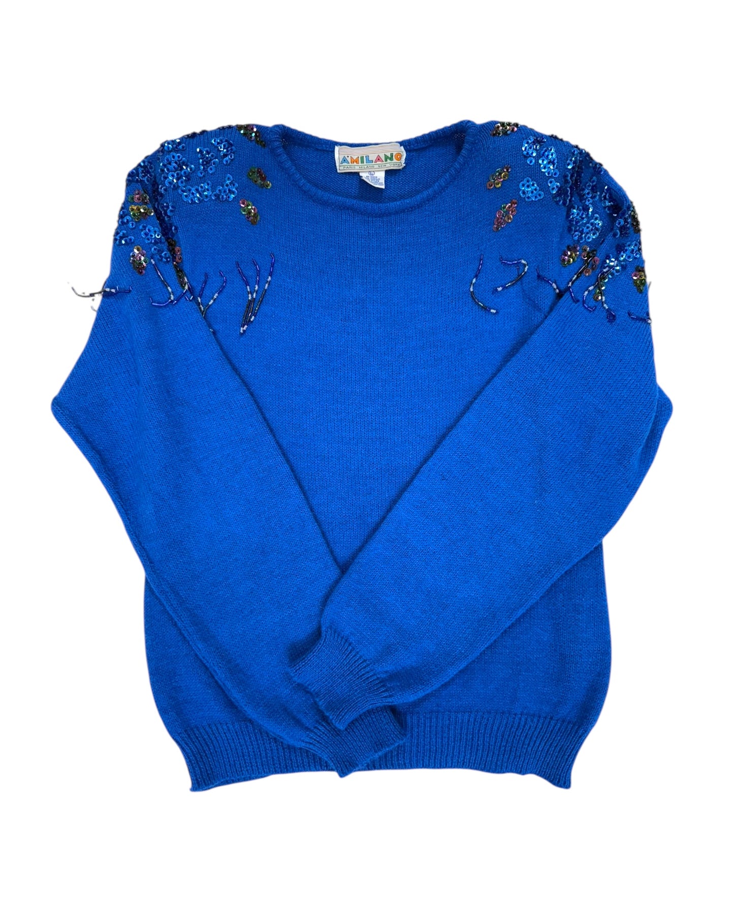 Vintage 1980s Embellished Blue Sweater
