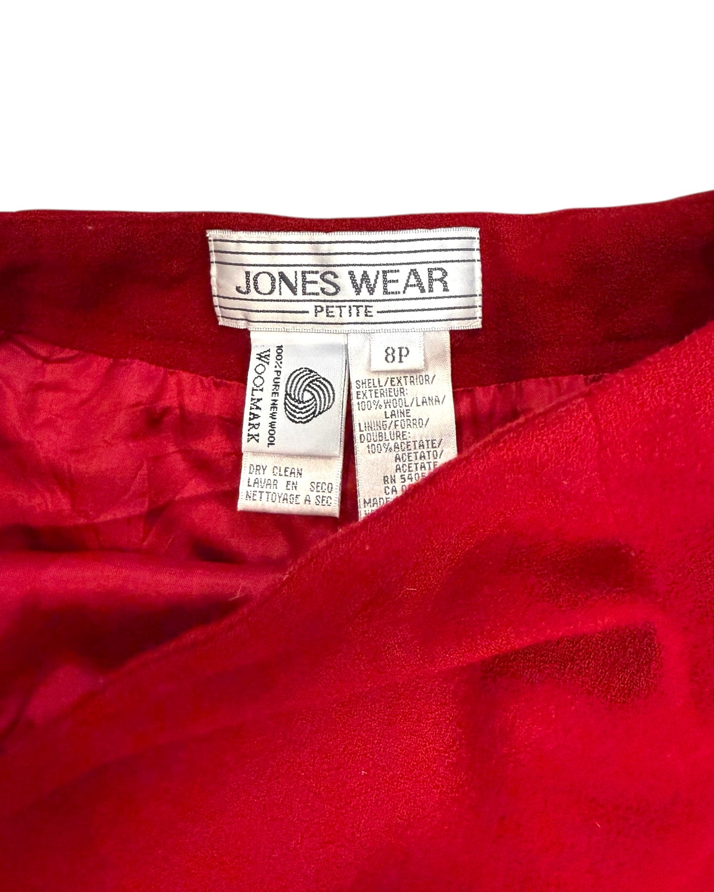 Vintage Red Wool Midi Skirt