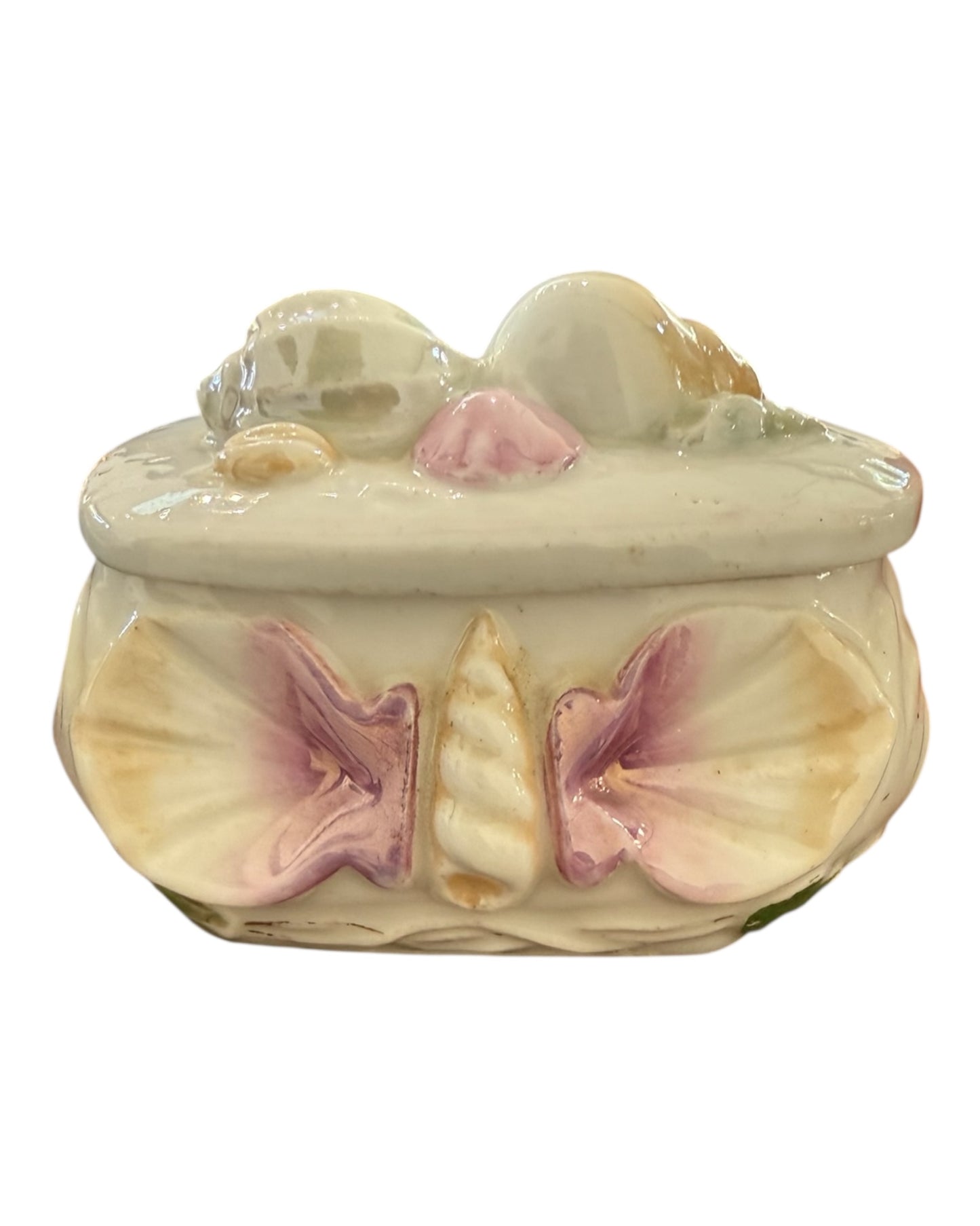 Vintage Porcelain Shell Small Trinket Box