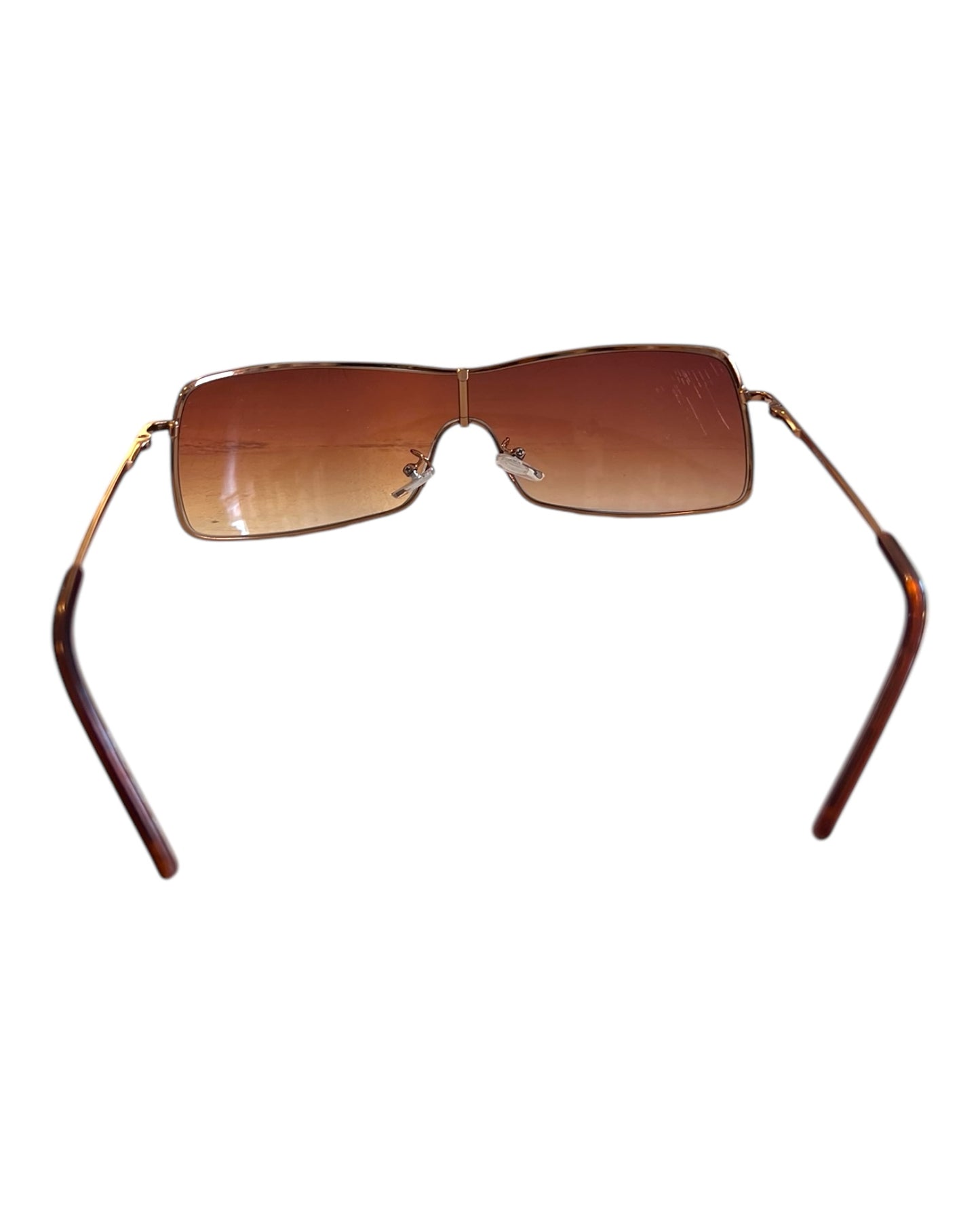 Vintage Bronze Ombre Metal Shield Sunglasses