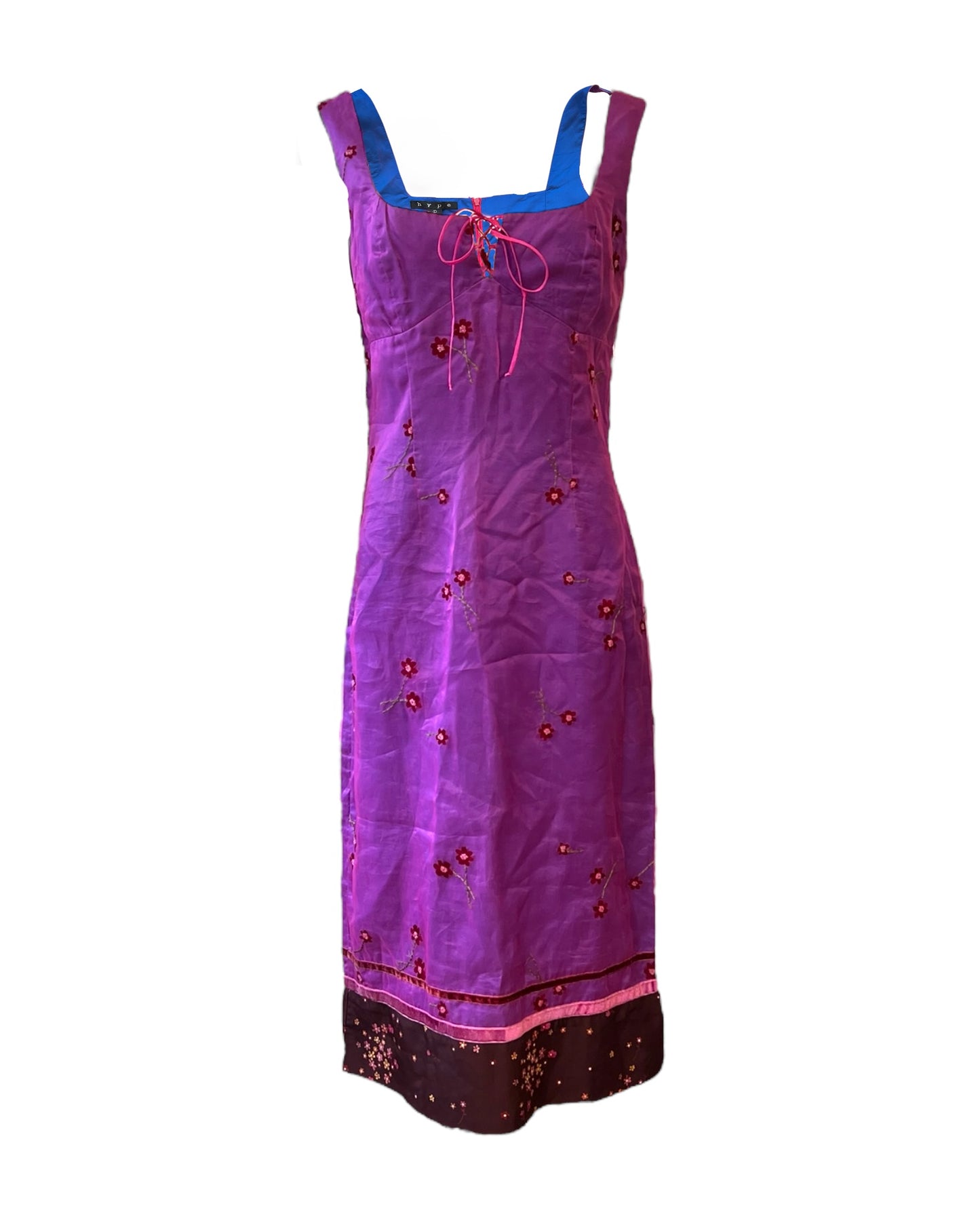 Vintage Embroidered Purple Silk Dress