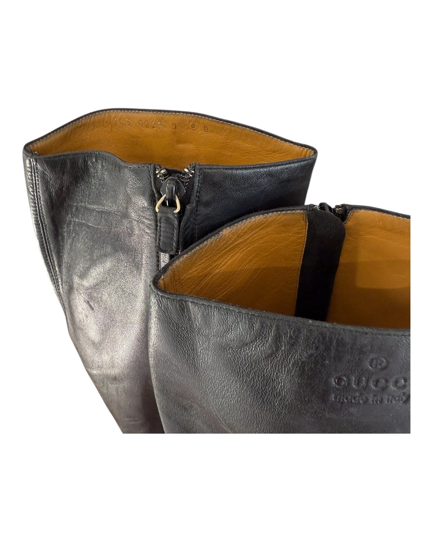 Vintage Gucci Pointed Toe Black Leather Boots