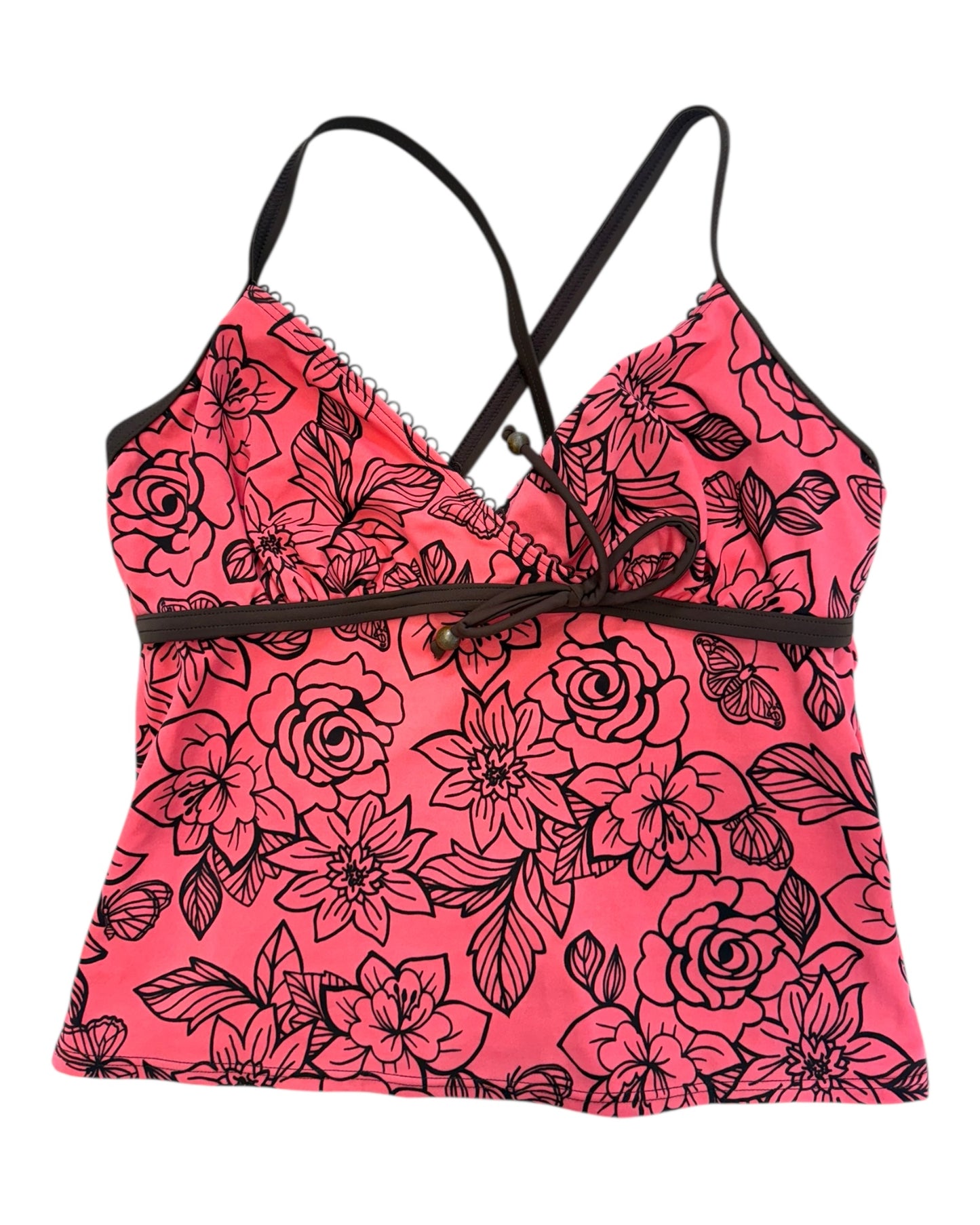 Vintage Pink and Brown Floral Tankini
