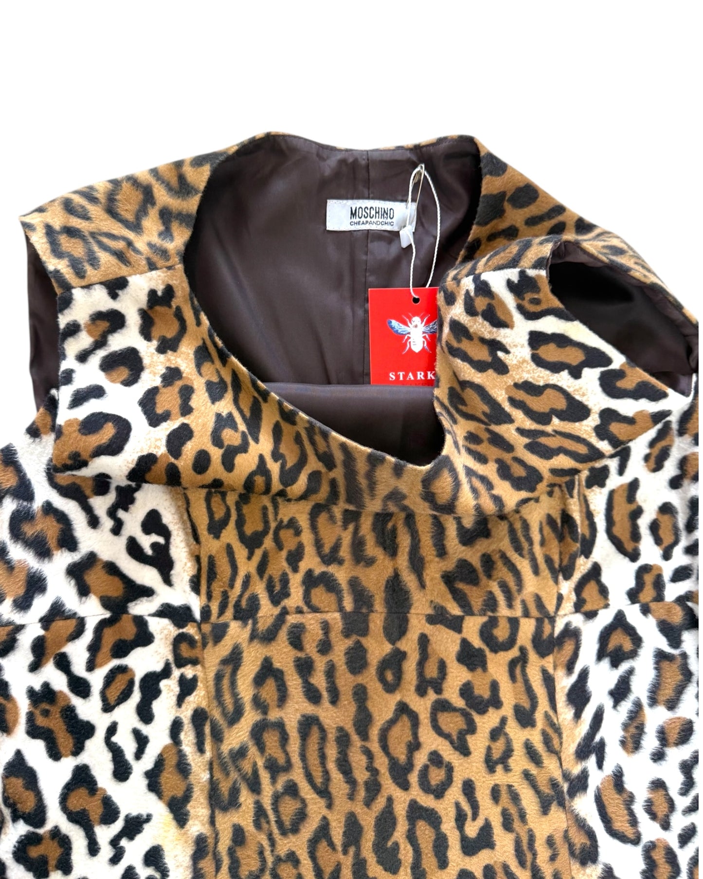 Vintage 2000s Moschino Faux Fur Leopard Print Dress