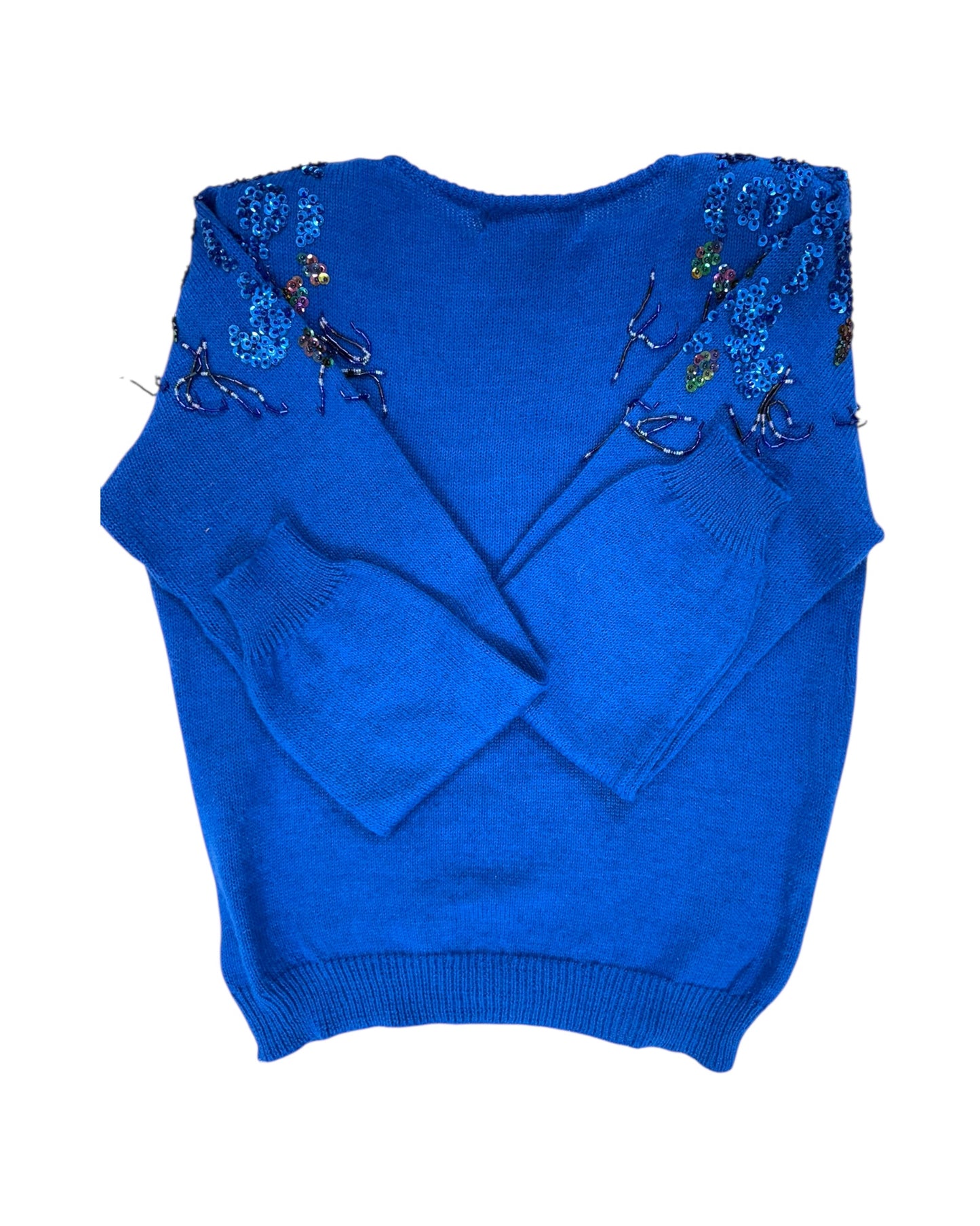 Vintage 1980s Embellished Blue Sweater