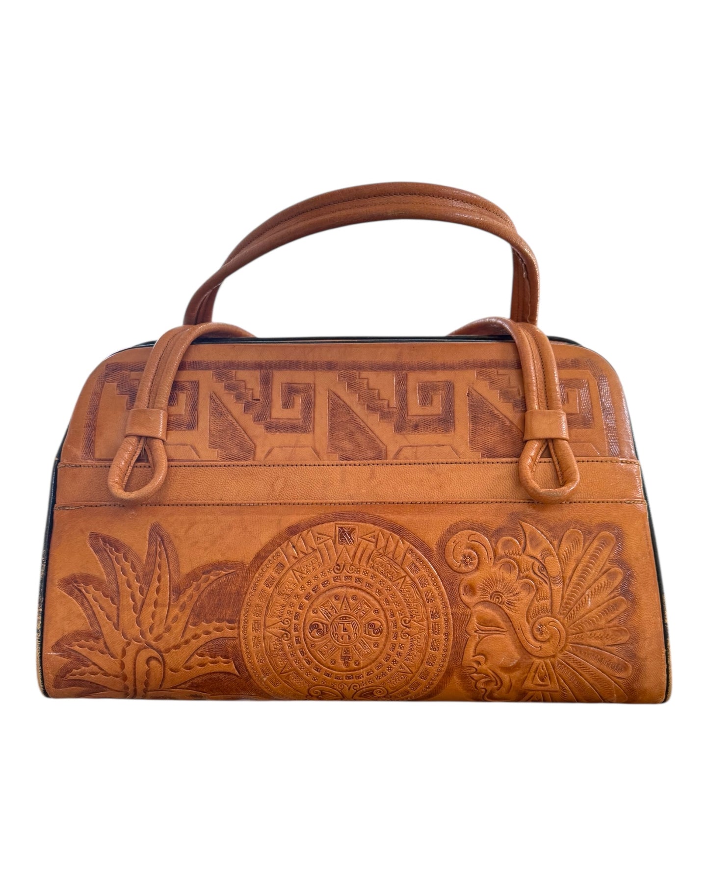 Vintage Hand Tooled Aztec Calfskin Bag