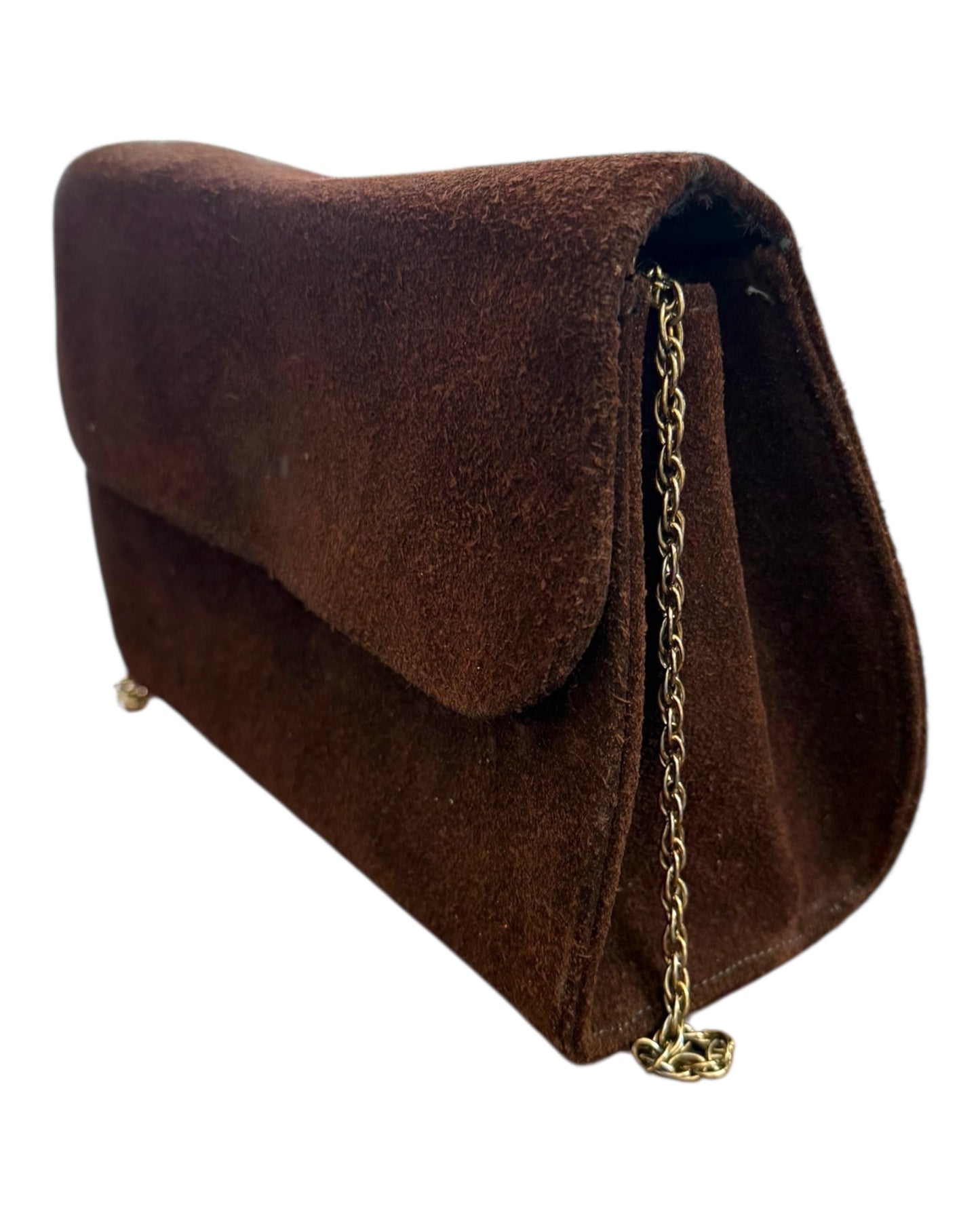 Vintage 1950s Brown Bag with Gold Chain
