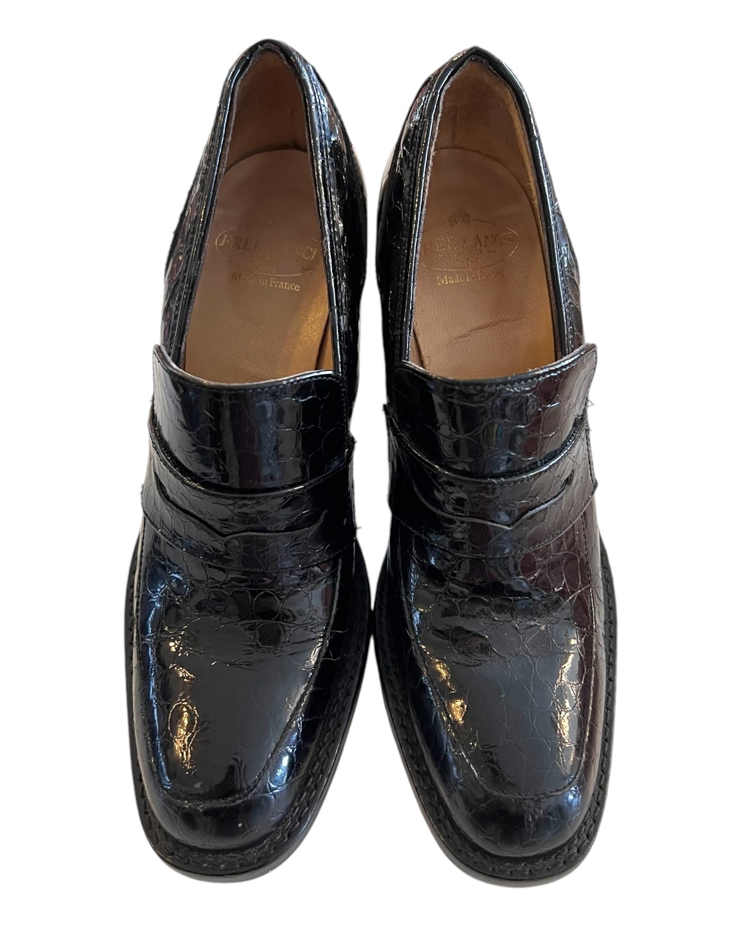 Vintage Freelance Classics Brown Leather French Loafer Heels