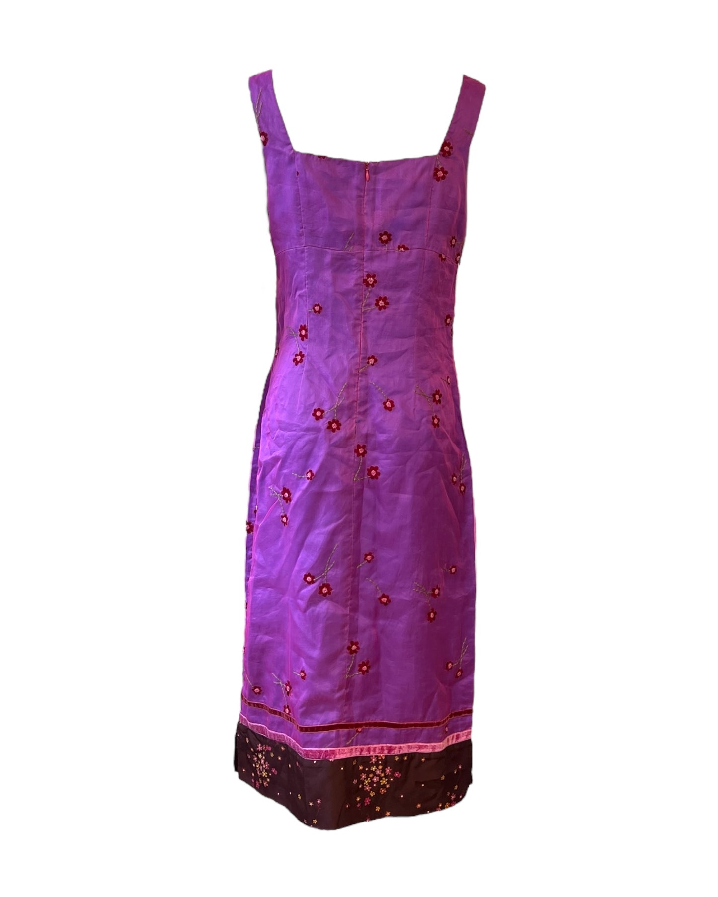 Vintage Embroidered Purple Silk Dress