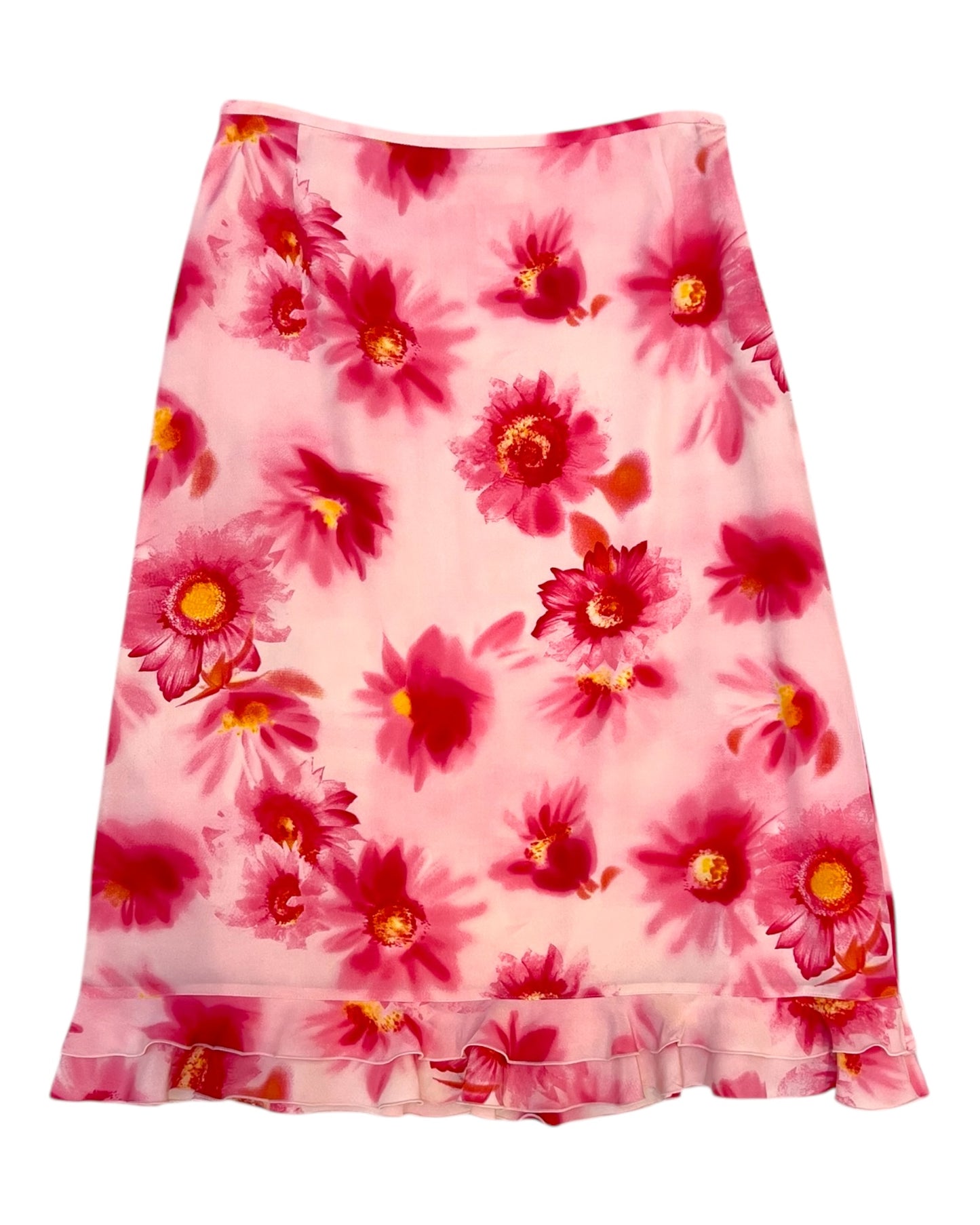 Vintage Escada Pink Silk Floral Skirt