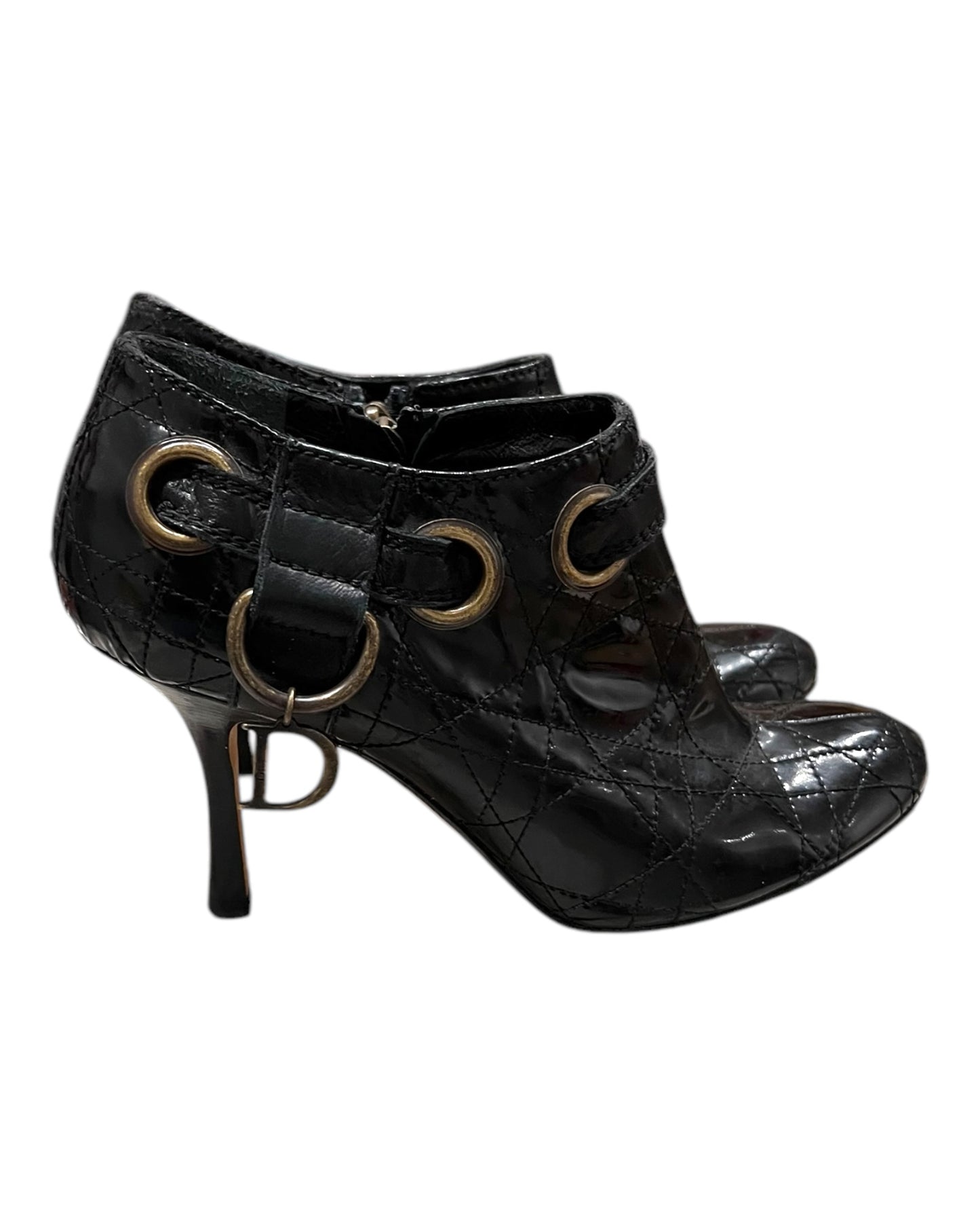 Vintage Dior Black Bootie Heels with Charm