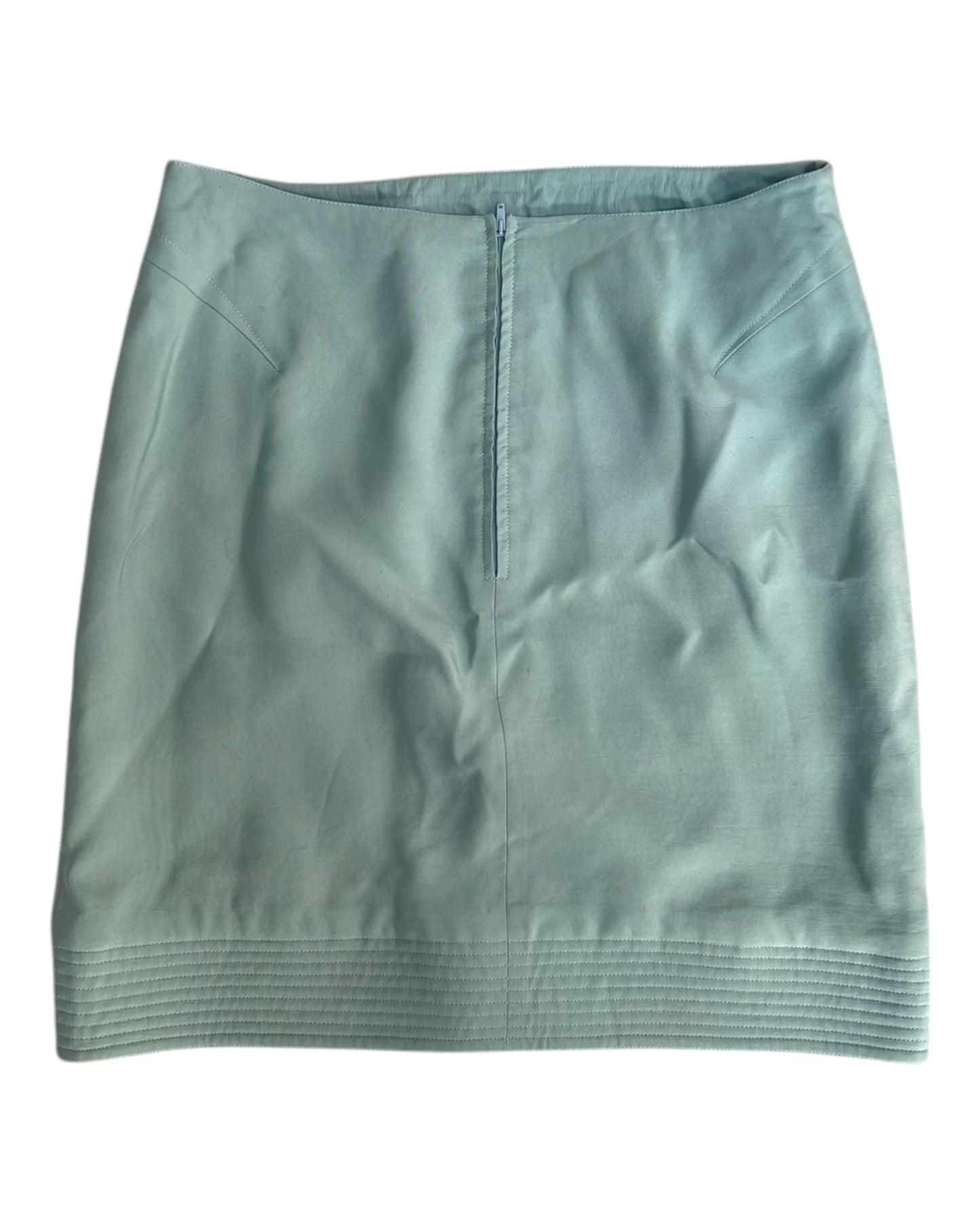 Vintage Claude Montana Seafoam Green Silk Mini Skirt