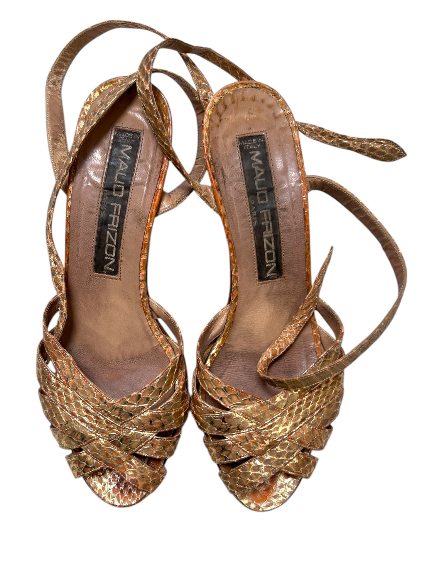 Vintage Maud Frizon Snake Skin Strappy Heels