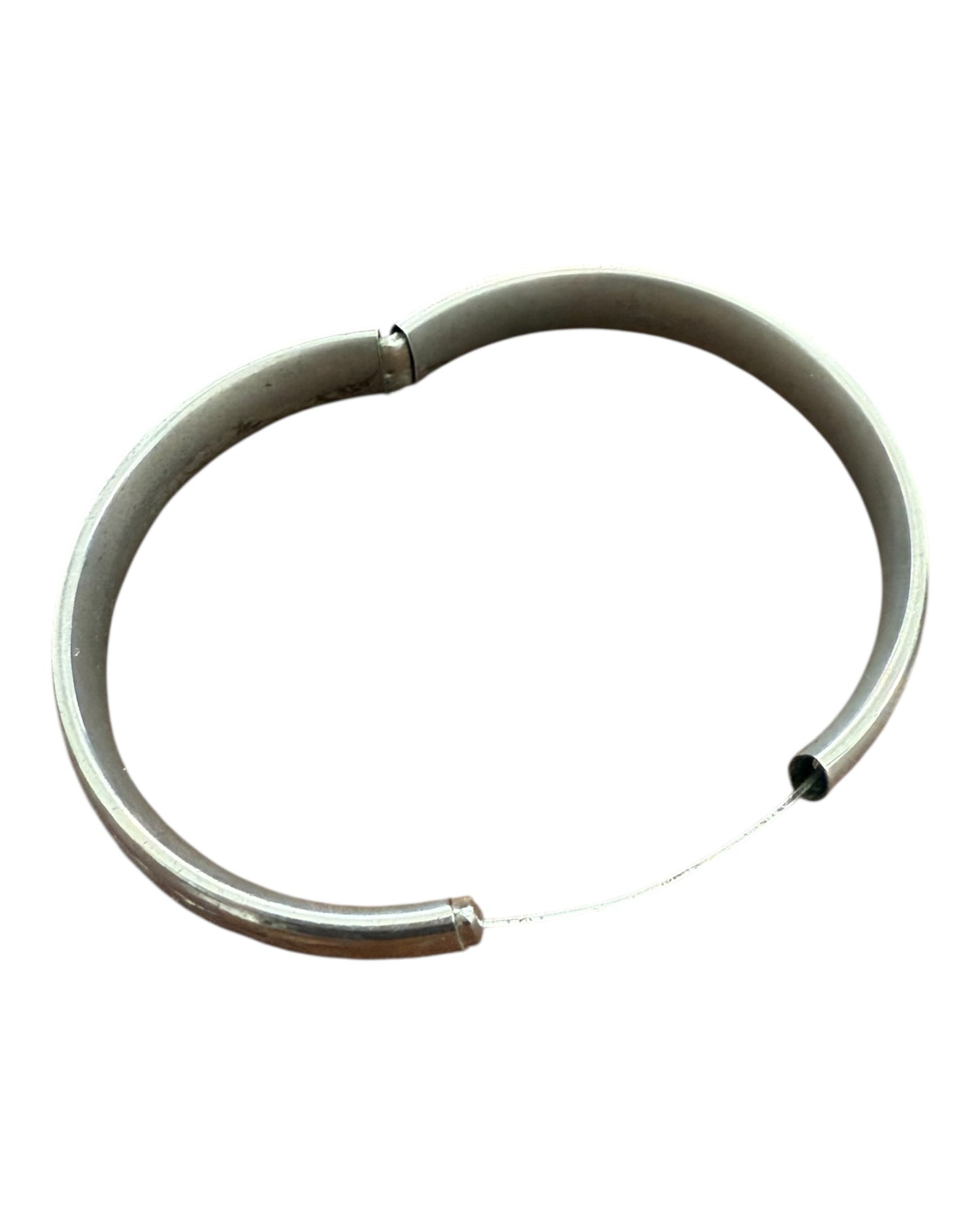 Vintage Etched Flower Silver Bangle