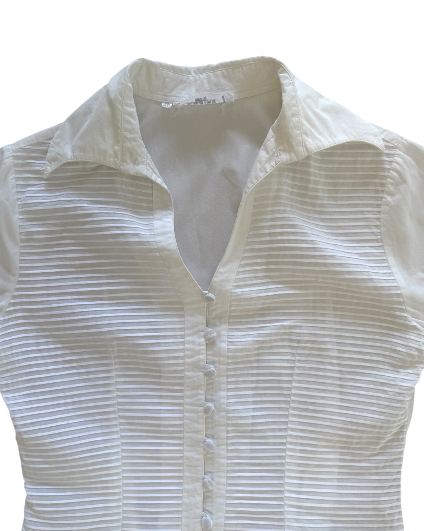 Vintage White Cotton Button-Up Blouse