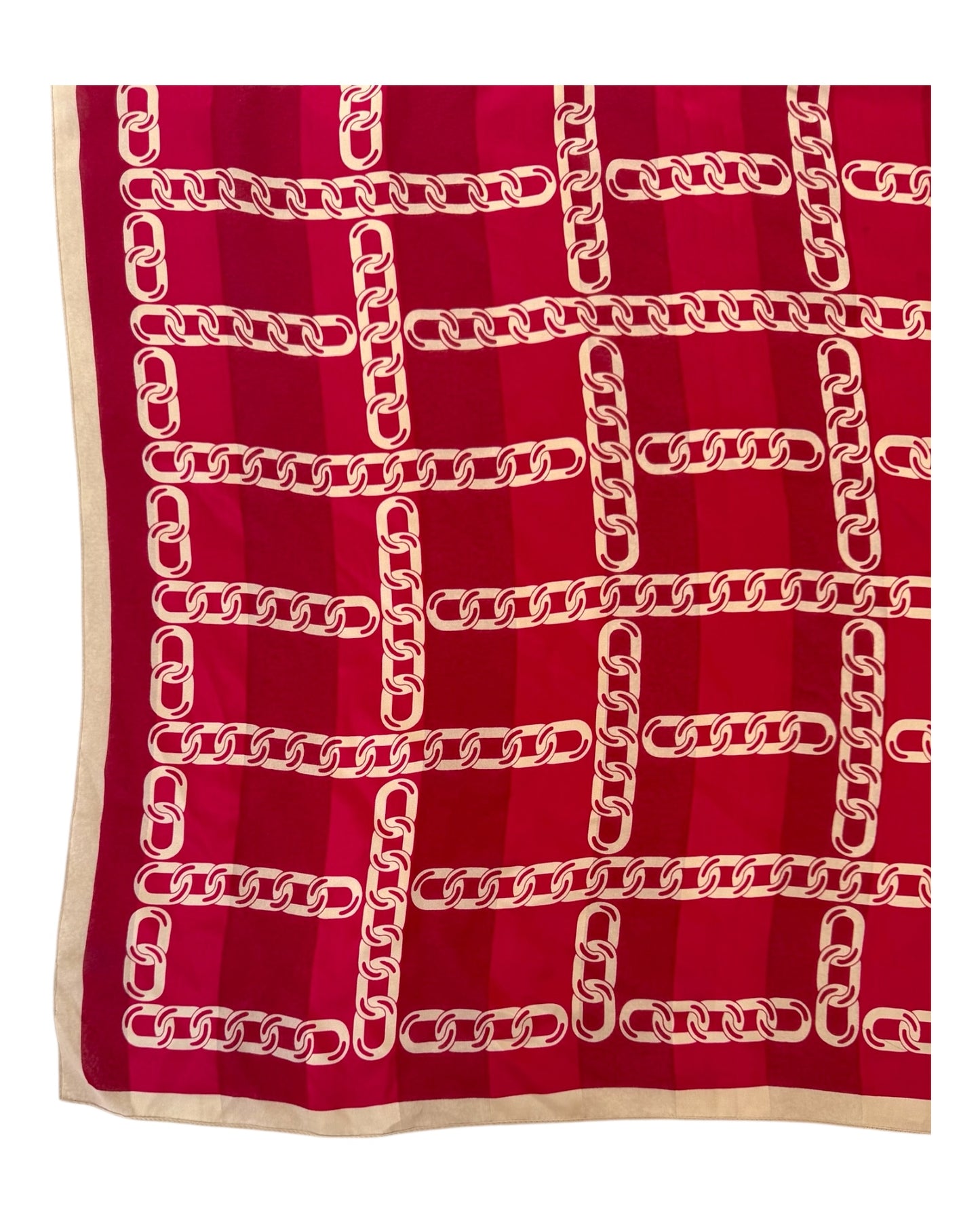 Vintage Red and Gold Chain Silk Scarf