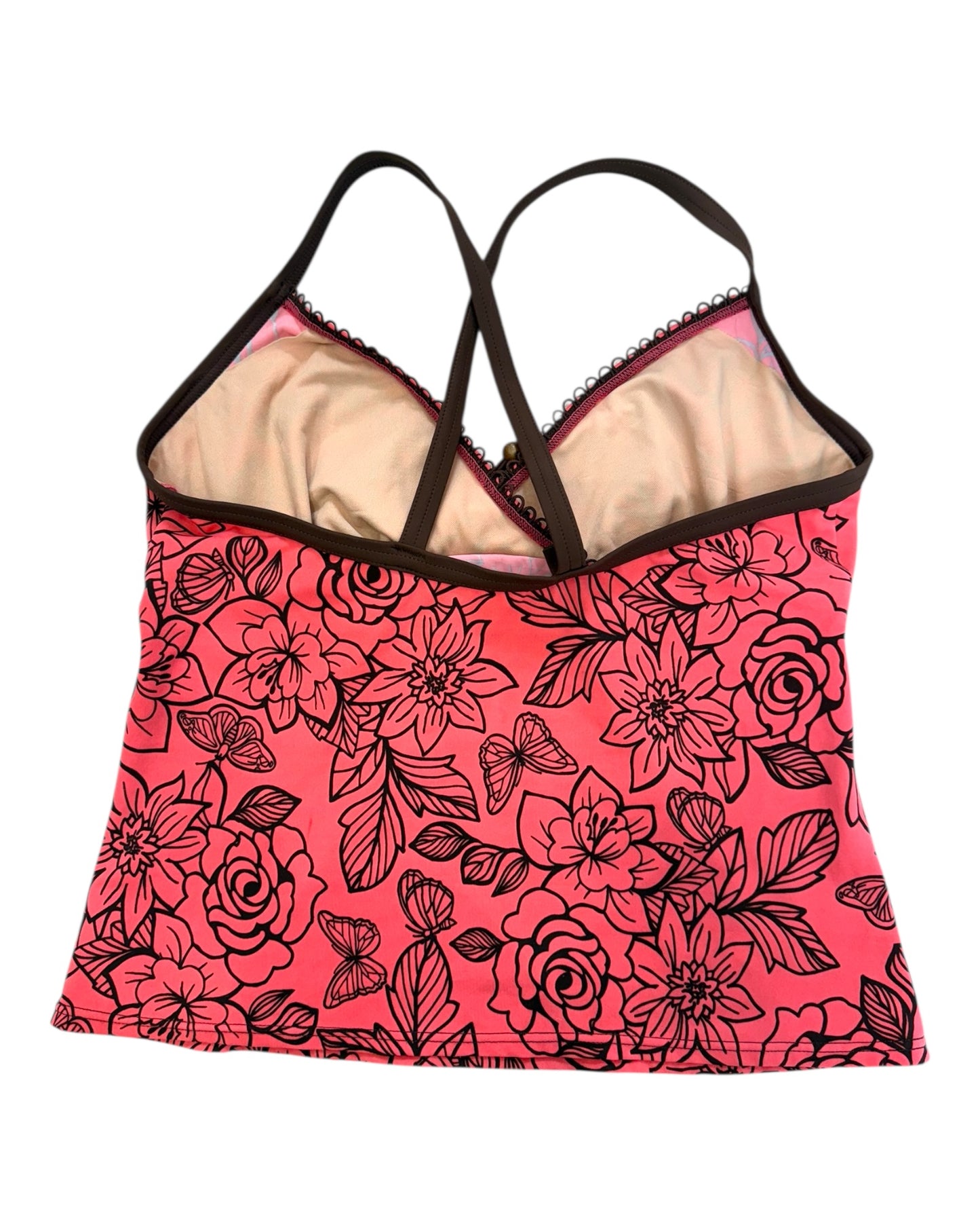 Vintage Pink and Brown Floral Tankini