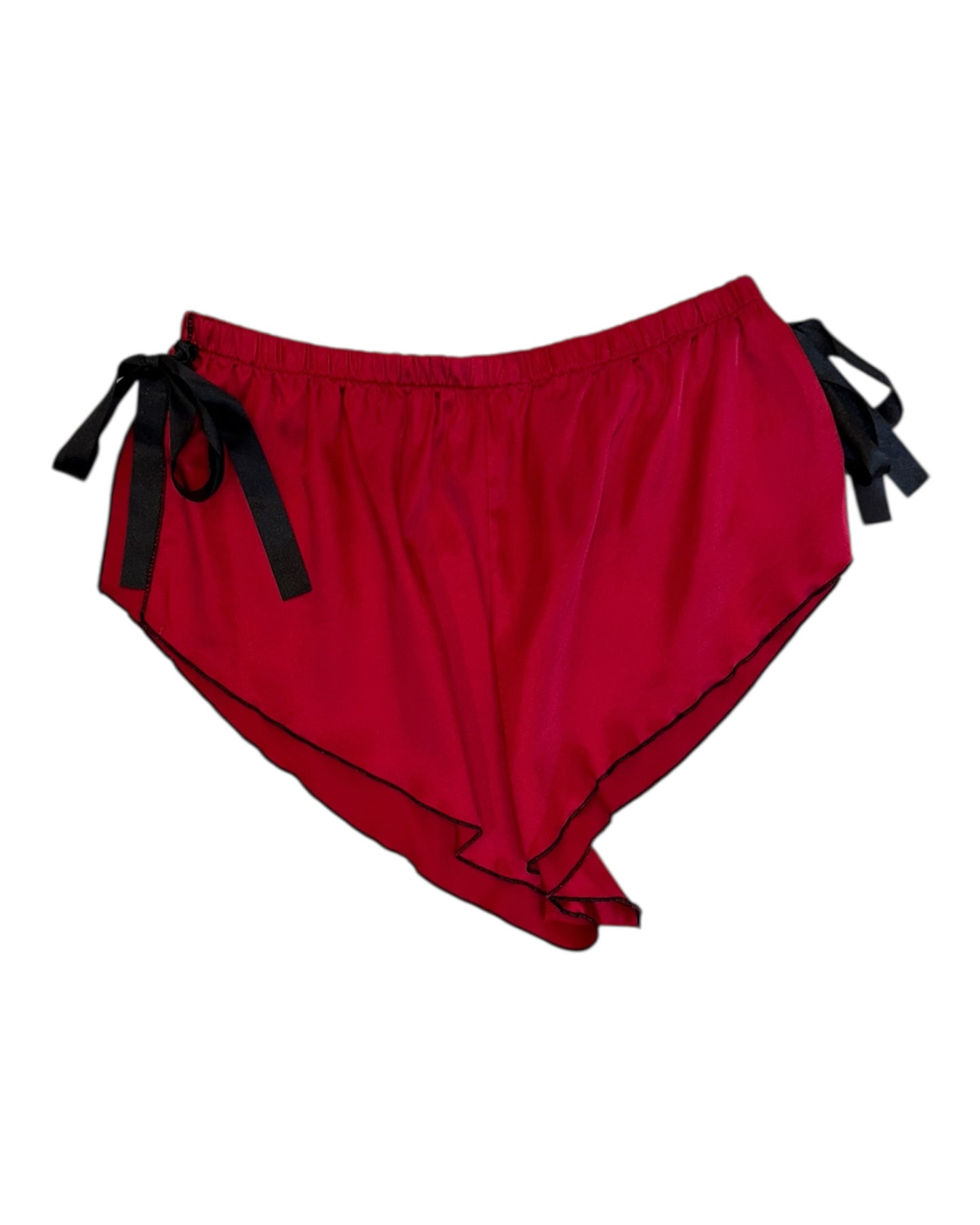 Vintage Red and Black Silky Lace Lingerie Shorts